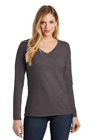 District Womens Very Important Long Sleeve V-Neck T-Shirts - Heather Charcoal Grey  Buy new Clothing District