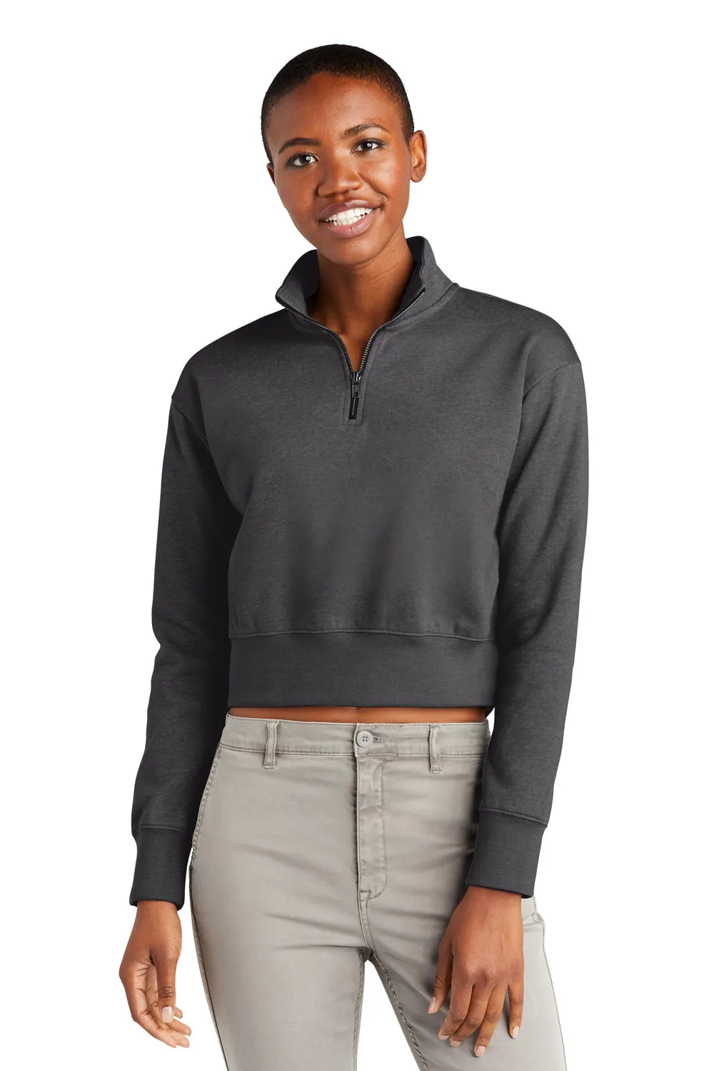 District Womens V.I.T. Fleece 1/4 Zip Sweatshirt - Heather Charcoal Grey  Buy new Clothing District