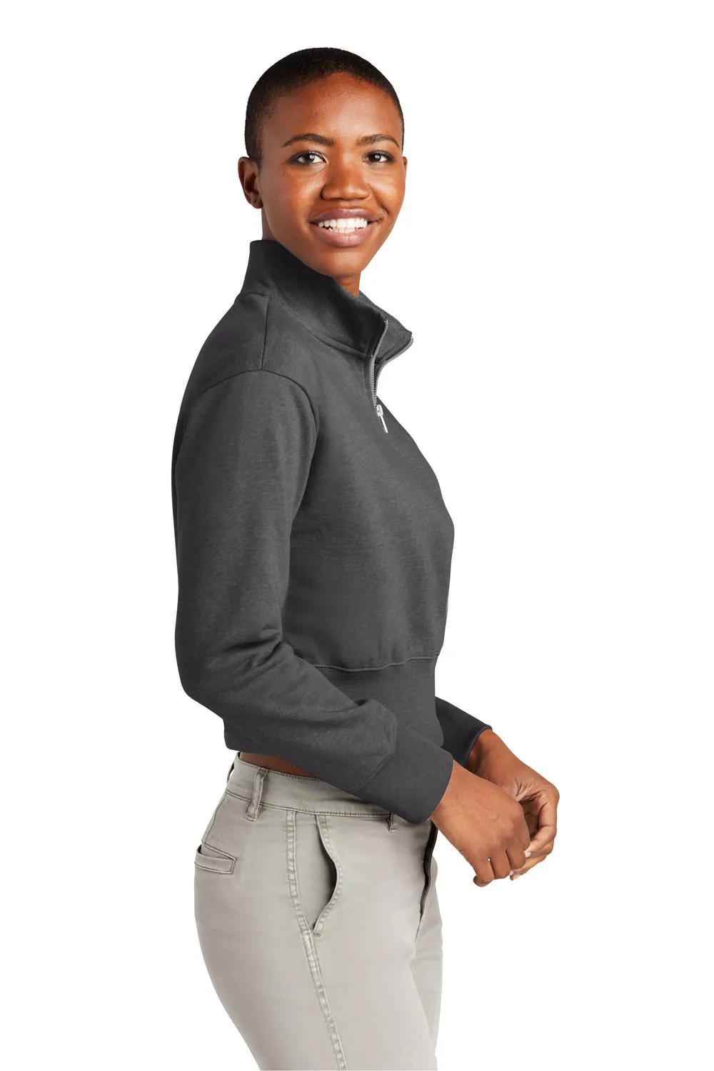 District Womens V.I.T. Fleece 1/4 Zip Sweatshirt - Heather Charcoal Grey  Buy new Clothing District
