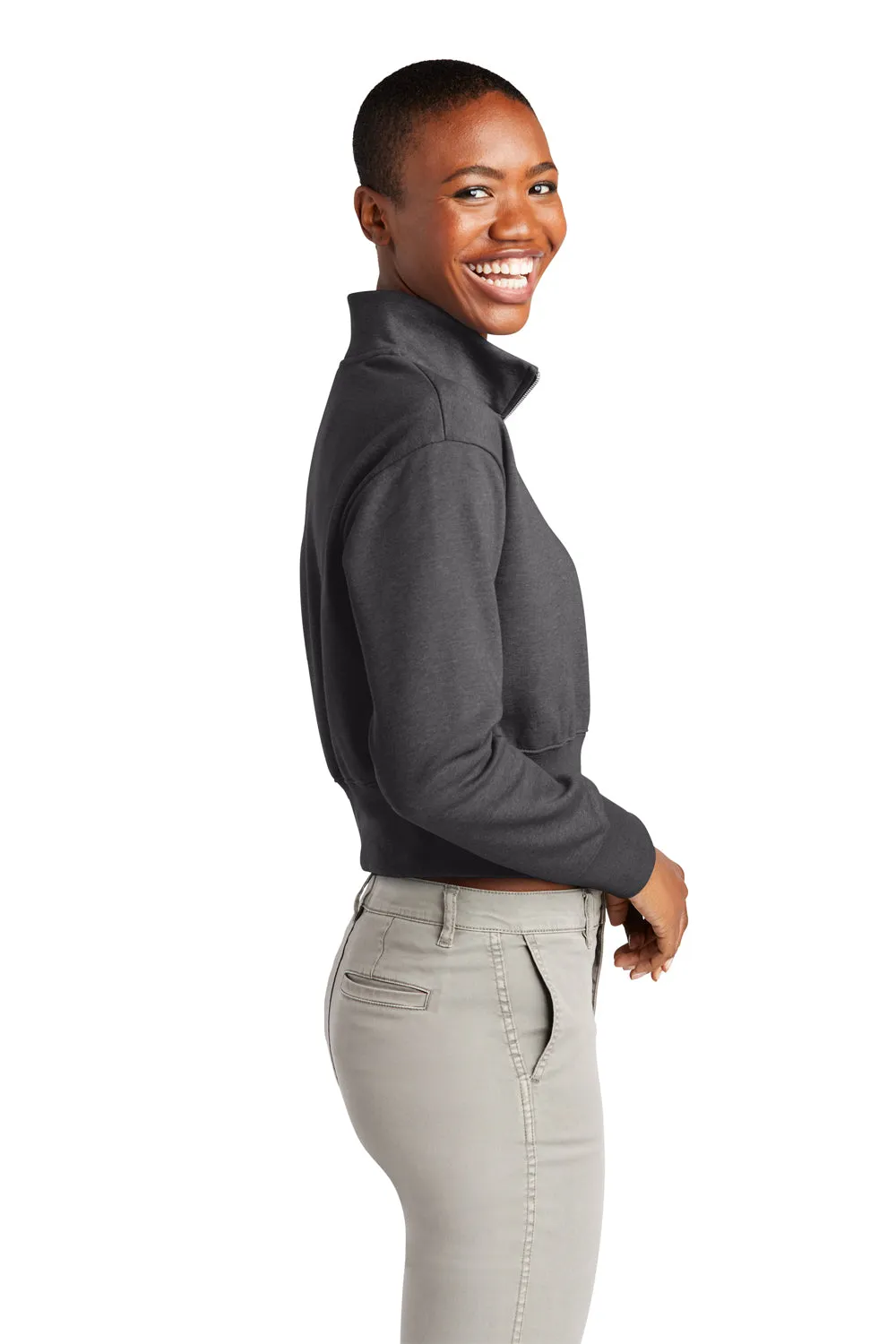 District Womens V.I.T. Fleece 1/4 Zip Sweatshirt - Heather Charcoal Grey  Buy new Clothing District