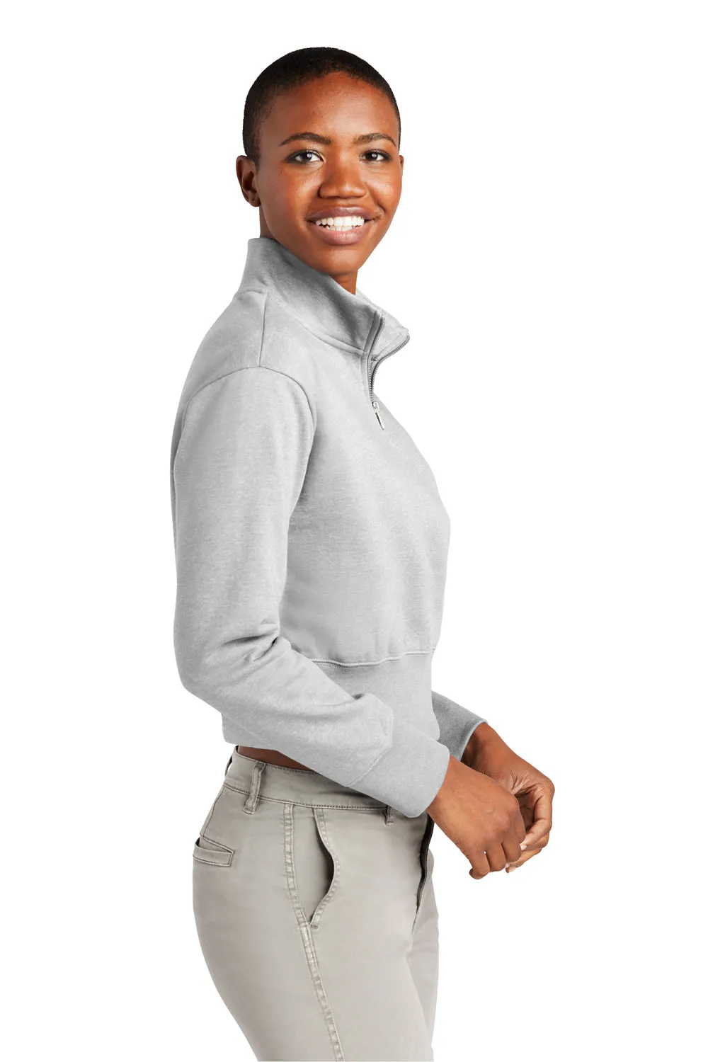 District Womens V.I.T. Fleece 1/4 Zip Sweatshirt - Heather Light Grey  Buy new Clothing District