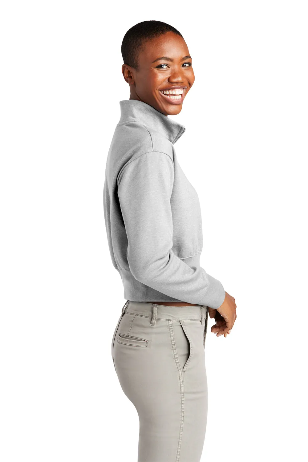 District Womens V.I.T. Fleece 1/4 Zip Sweatshirt - Heather Light Grey  Buy new Clothing District