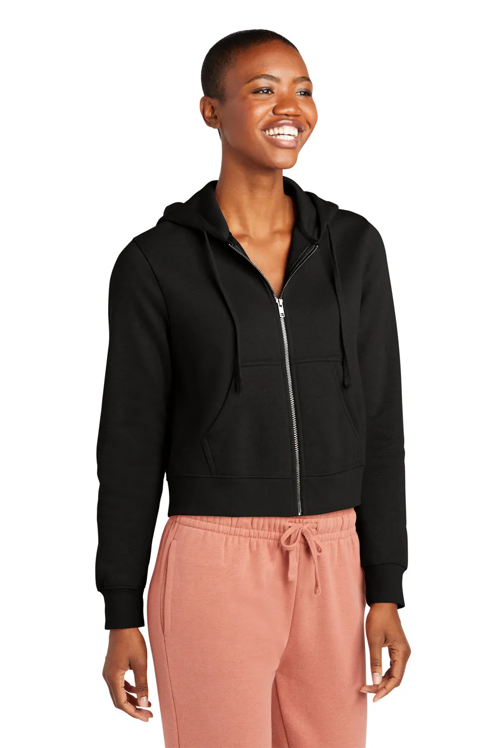 District Womens V.I.T. Fleece Full Zip Hooded Sweatshirt Hoodie w/ Pockets - Black  Buy new Clothing District