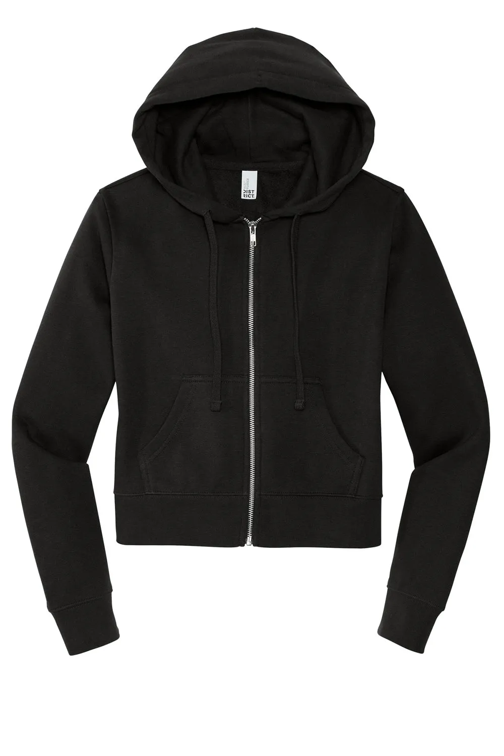 District Womens V.I.T. Fleece Full Zip Hooded Sweatshirt Hoodie w/ Pockets - Black  Buy new Clothing District