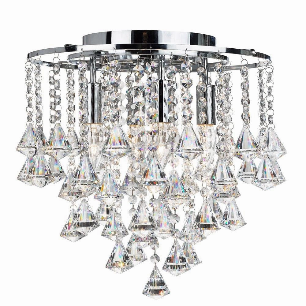 Dorchester 4 Light Flush Chrome & Crystal Ceiling Light soft glow ceiling light