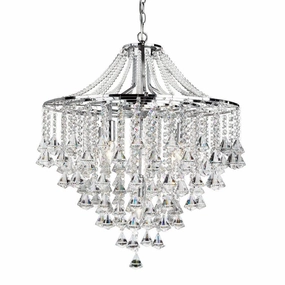 Dorchester 5 Light Chrome & Crystal Pendant Ceiling Light soft glow ceiling light