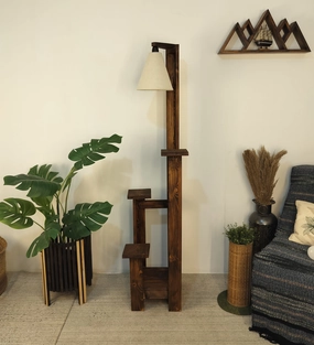 Dorian Wooden Floor Lamp with Brown Base and Jute Fabric Lampshade (BULB NOT INCLUDED) decorative ceiling fixture