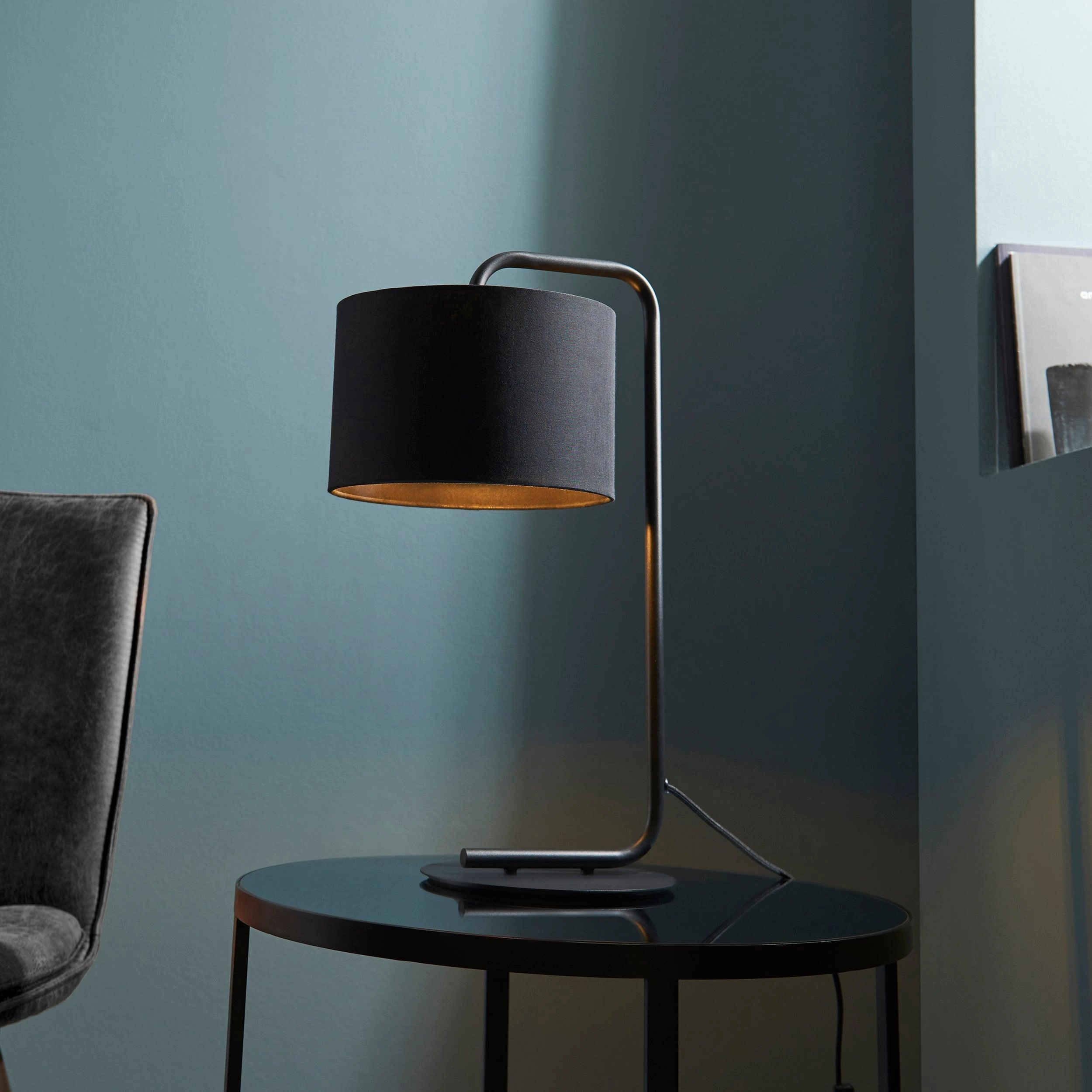 Dorset Black Table Lamp - Black 23cm Shade