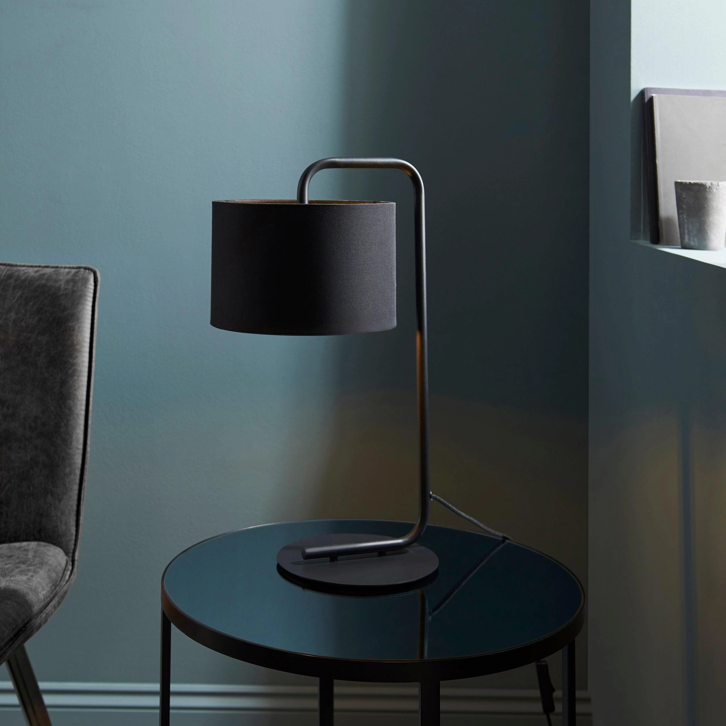 Dorset Black Table Lamp - Black 23cm Shade