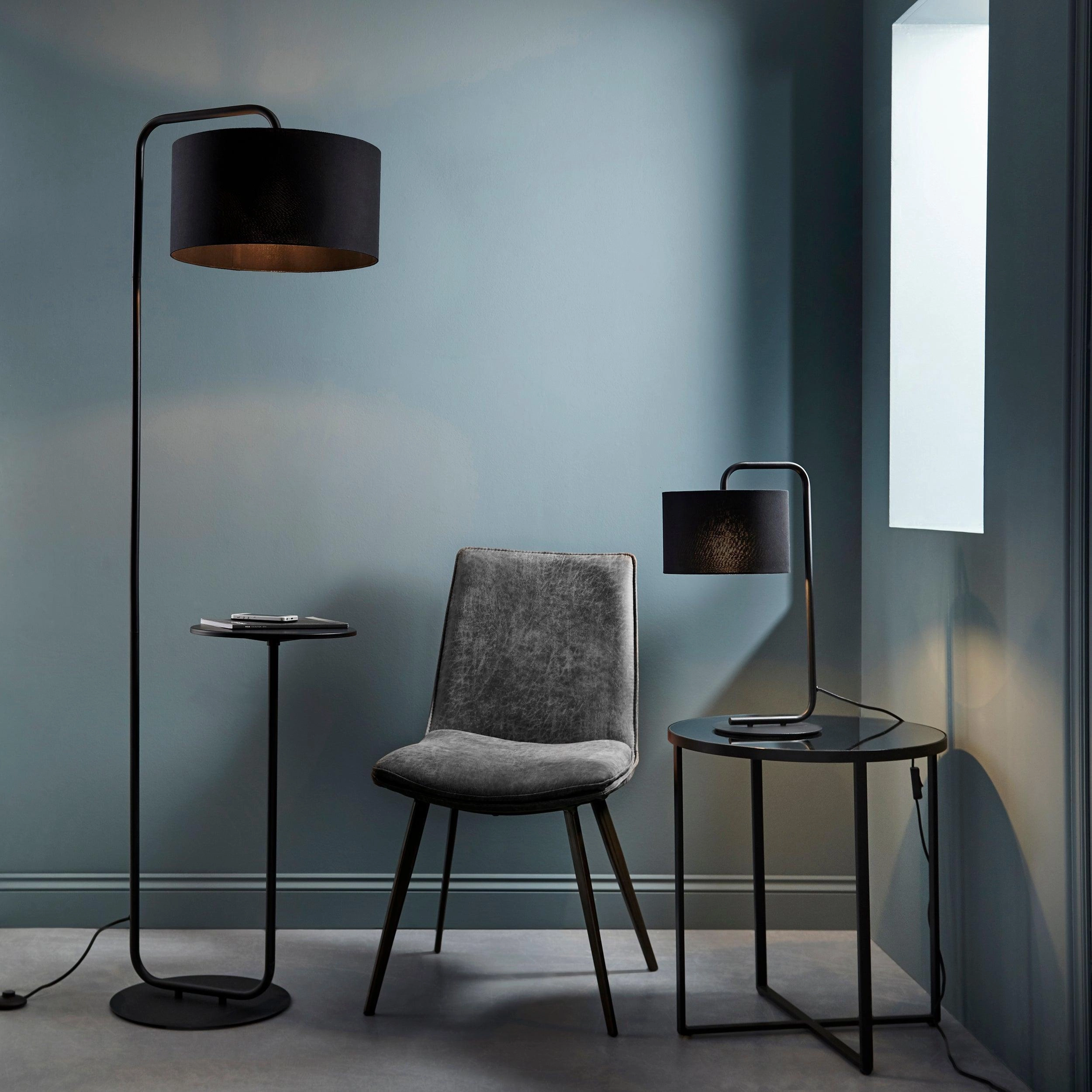 Dorset Black Table Lamp - Black 23cm Shade