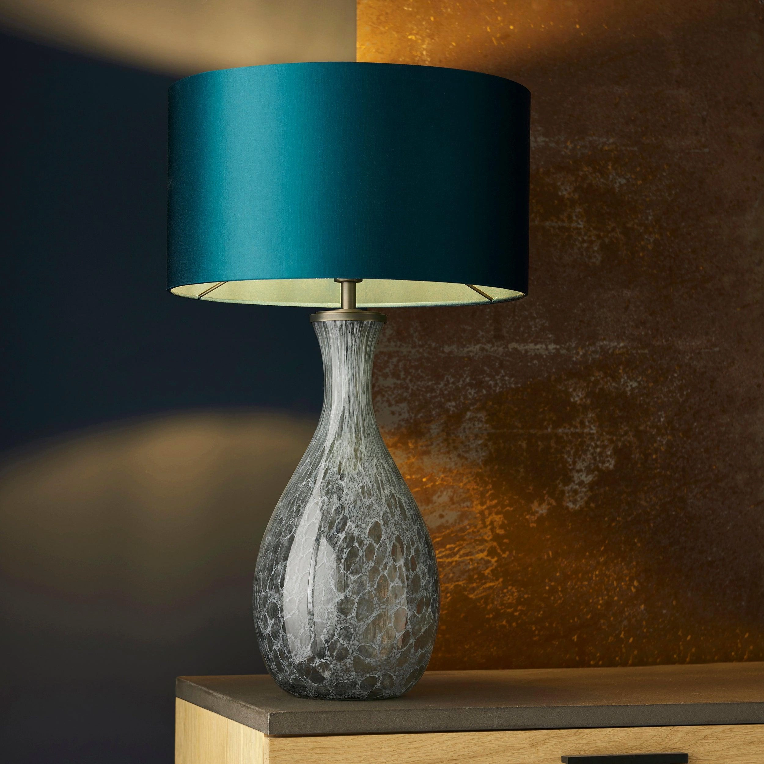 Drandle Large White & Grey Glass Table Lamp Base
