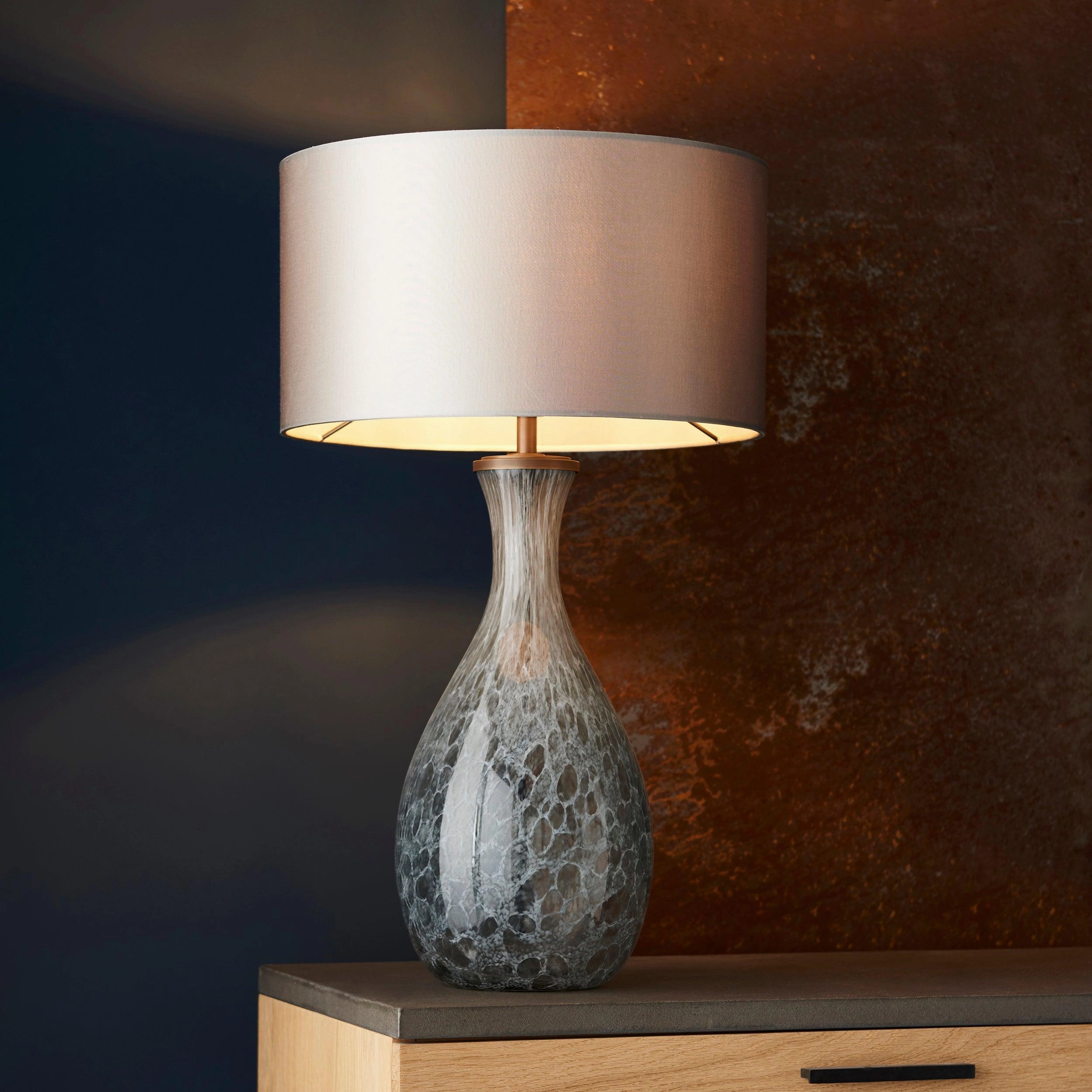 Drandle Large White & Grey Glass Table Lamp Base