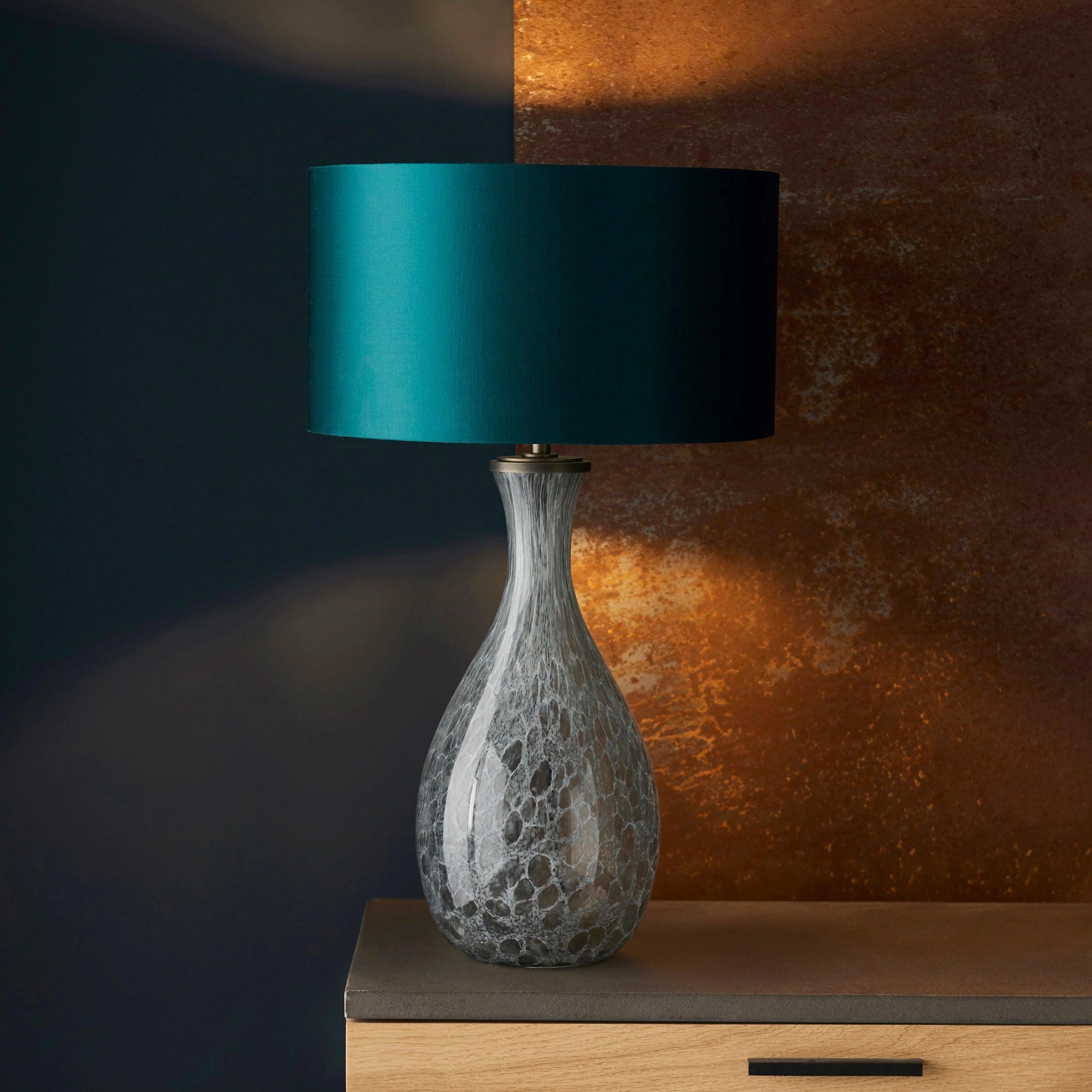 Drandle Large White & Grey Glass Table Lamp Base