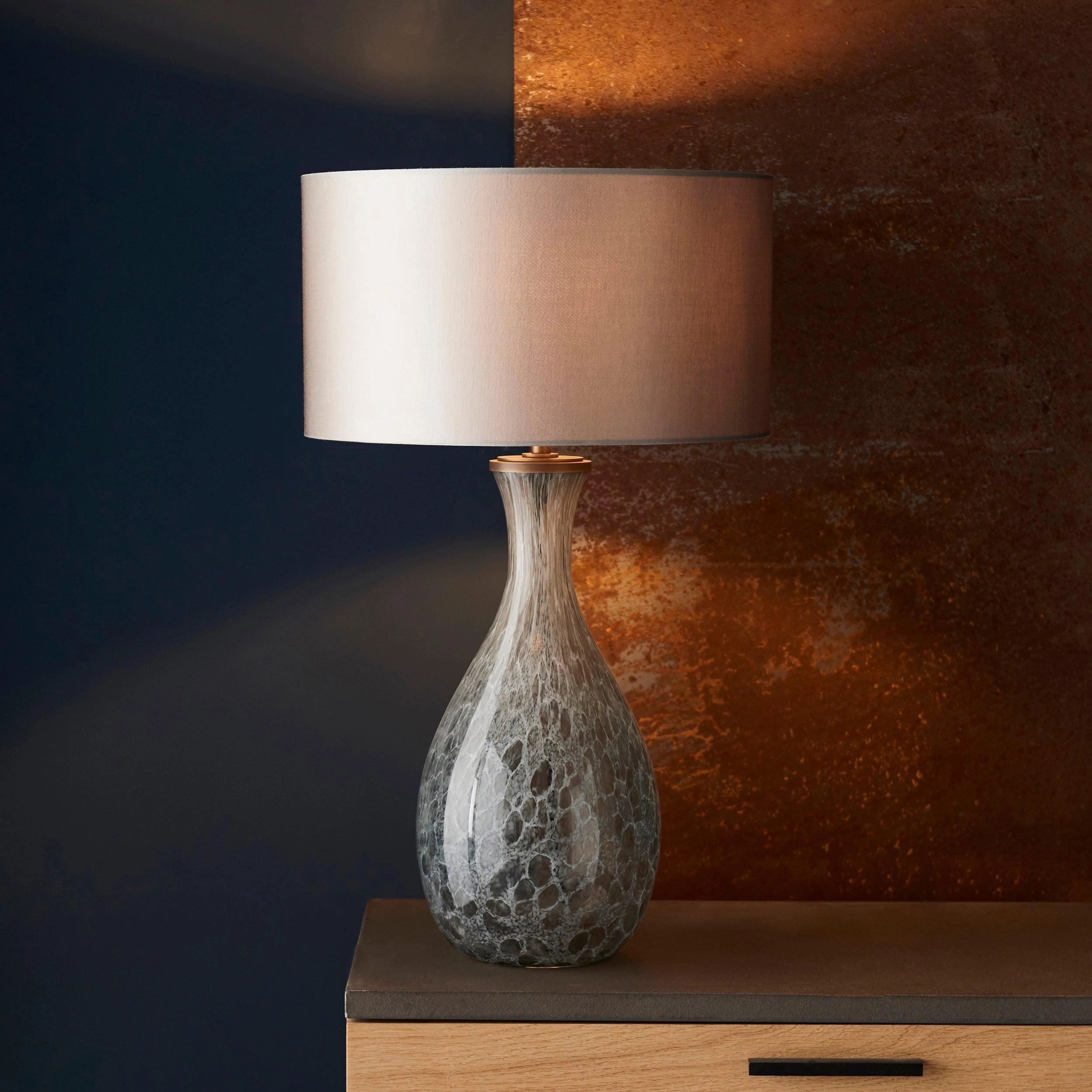 Drandle Large White & Grey Glass Table Lamp Base