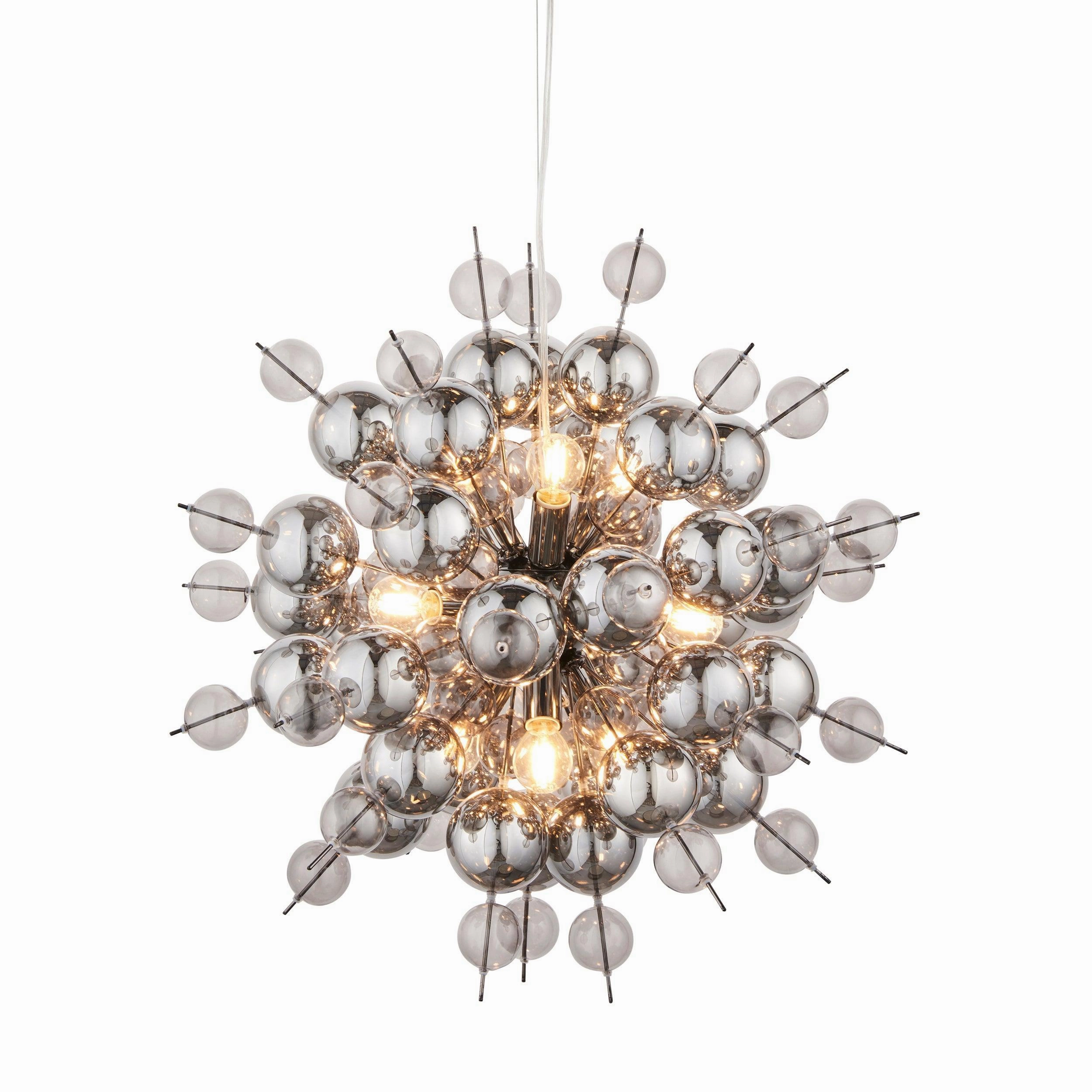 Dreamscape Black Chrome Pendant With Tinted Glass Spheres soft glow ceiling light