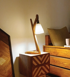 Druid Brown Wooden Table Lamp with White Jute Lampshade (BULB NOT INCLUDED) decorative ceiling fixture