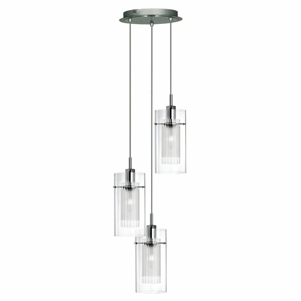 Duo I Chrome & Double Glass 3 Light Ceiling Pendant ambient ceiling fixture