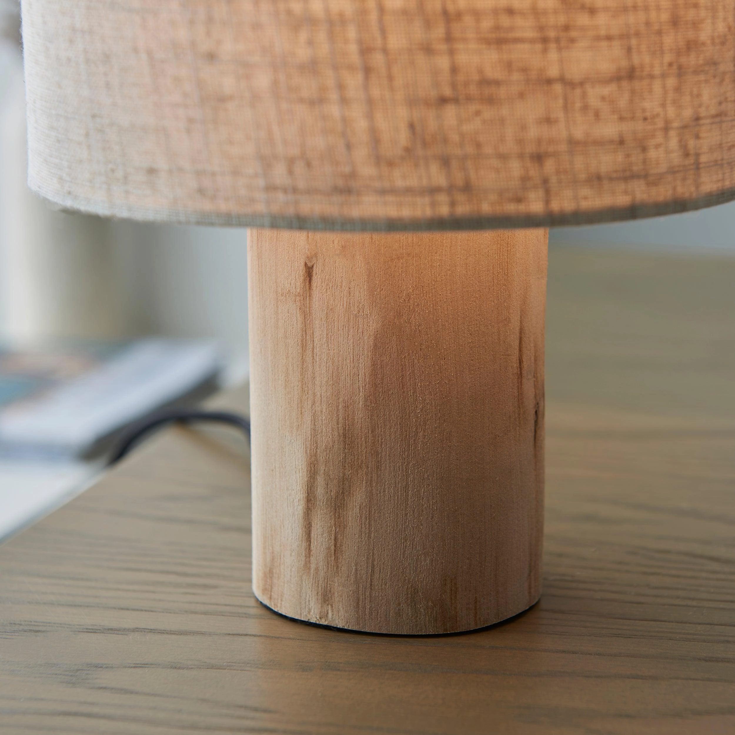 Durban 1 Light Wooden Base Table Lamp With Linen Shade