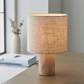 Durban 1 Light Wooden Base Table Lamp With Linen Shade energy-saving LED light