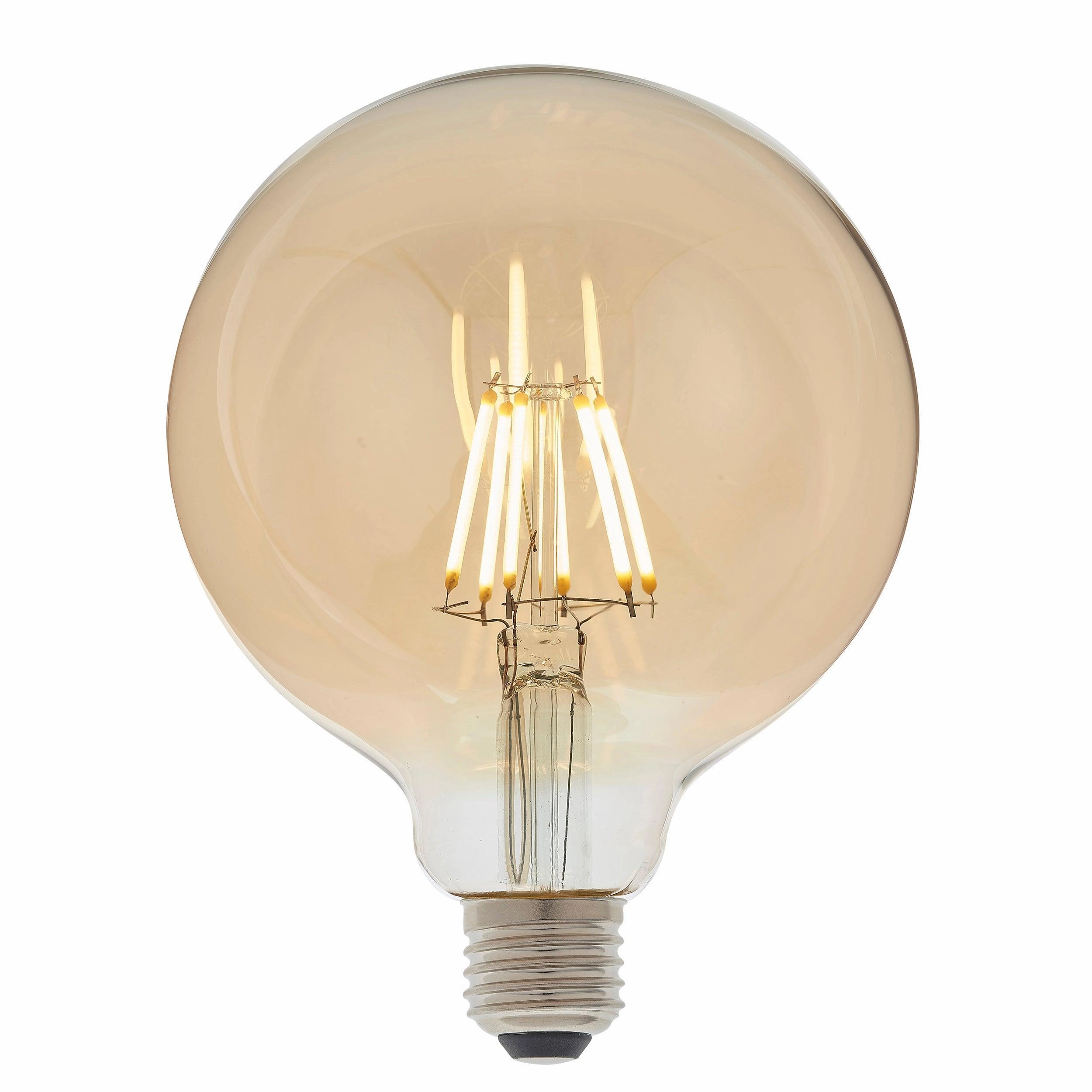 E27 LED 125mm Amber Filament Globe 6W Dimmable Light Bulb contemporary ceiling fixture