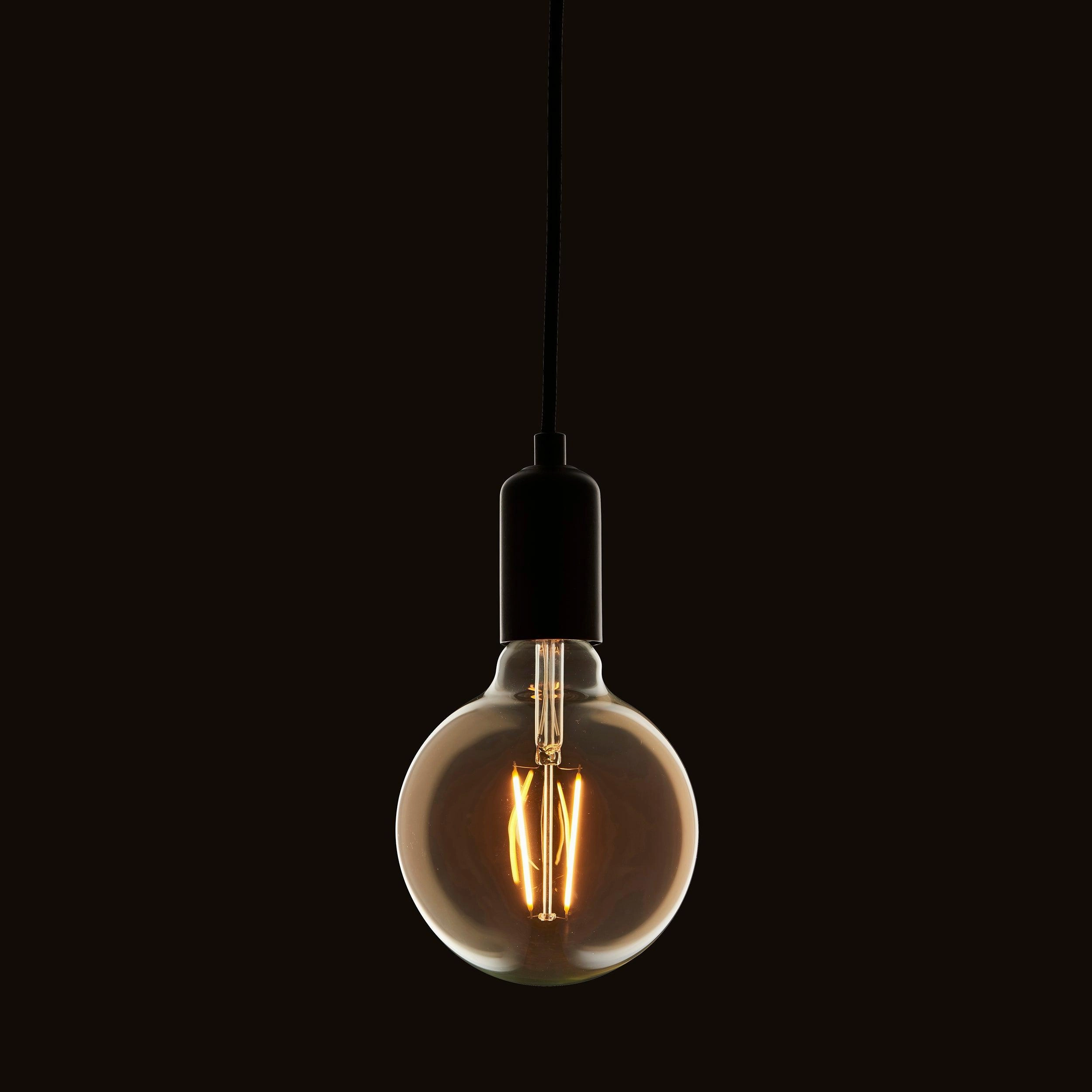 E27 LED 2w 125mm Dia Tinted Amber Filament Globe Light Bulb