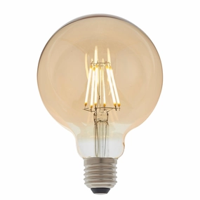 E27 LED 95mm Amber Filament Globe 6W Dimmable Light Bulb contemporary ceiling fixture