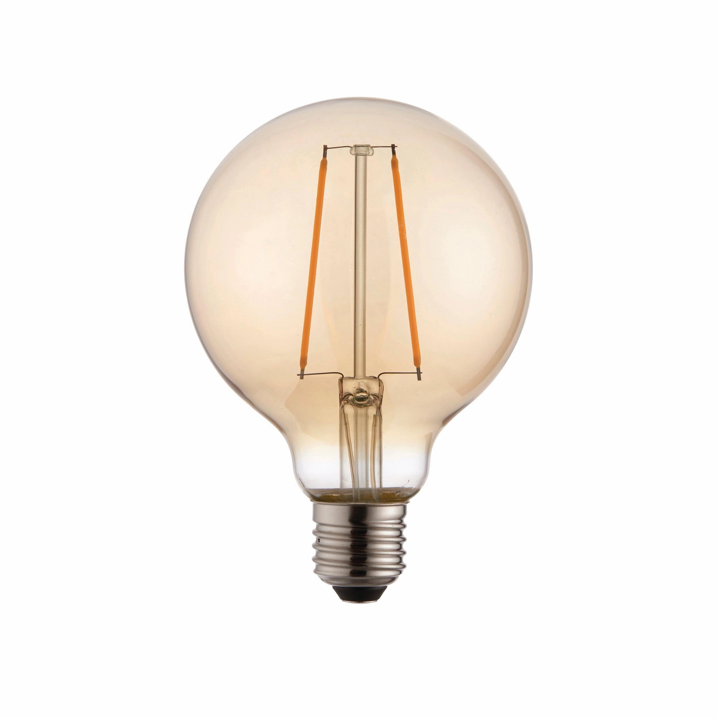 E27 LED Amber Tinted Globe Filament 2w Light Bulb