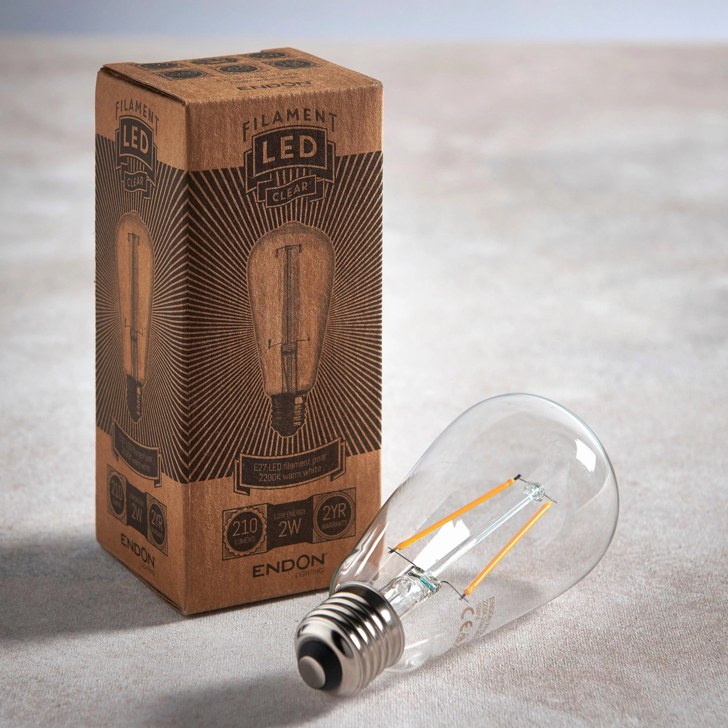 E27 LED Decorative Filament Clear Pear Shaped 2w Light Bulb