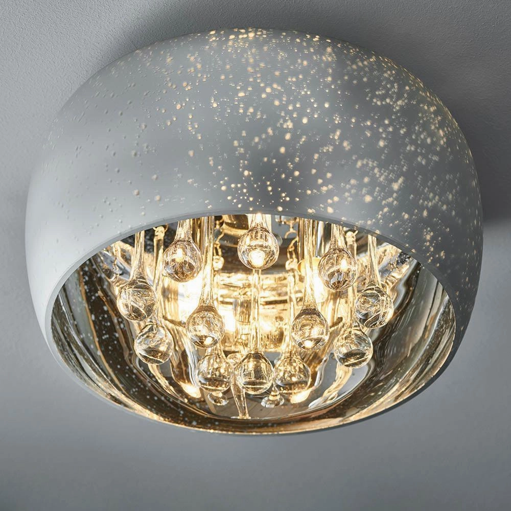 Eclipse 3 Light Flush Chrome Electro-Plated Glass Ceiling Light