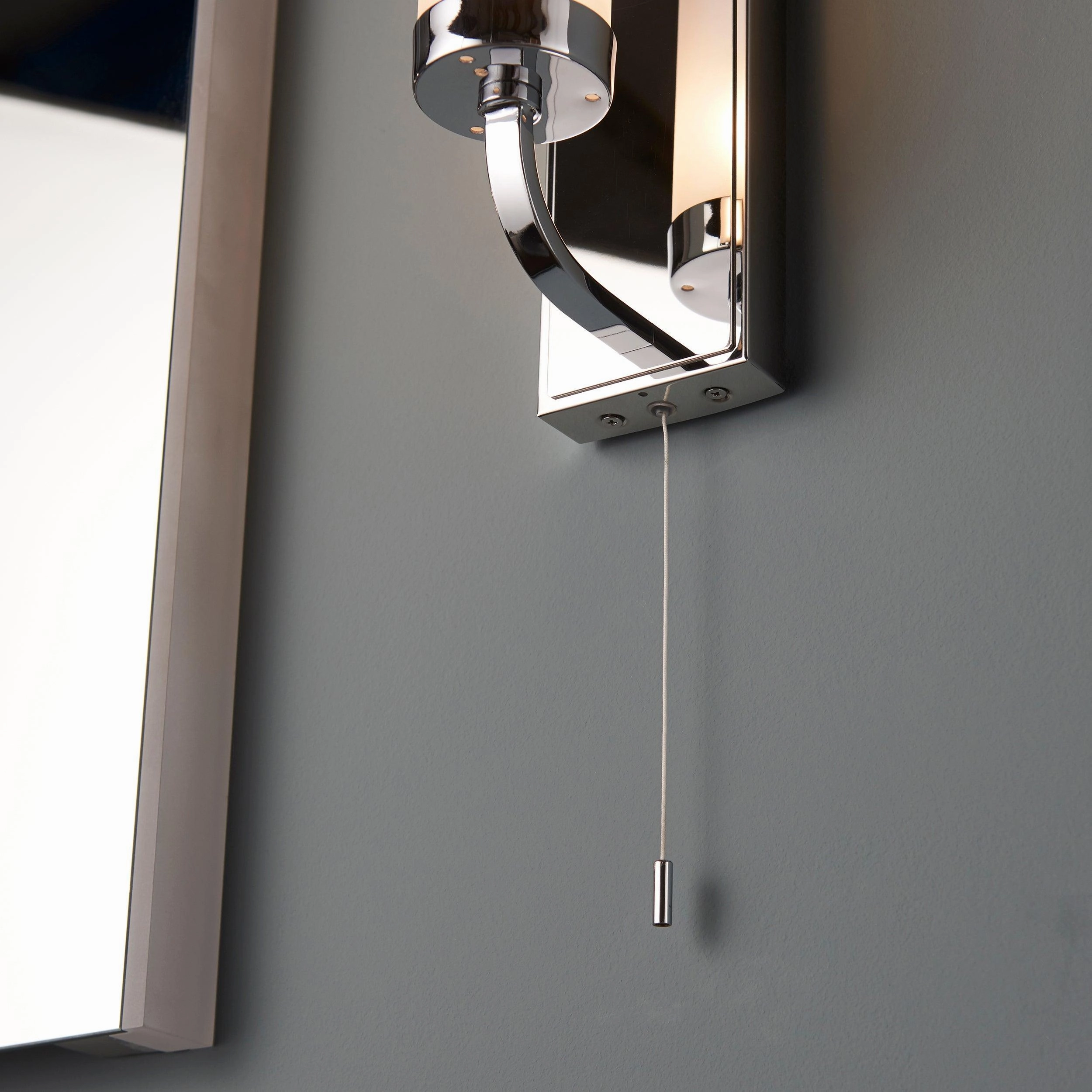 Edrea Nickel Art Deco Bathroom Light - Frosted Glass Shade
