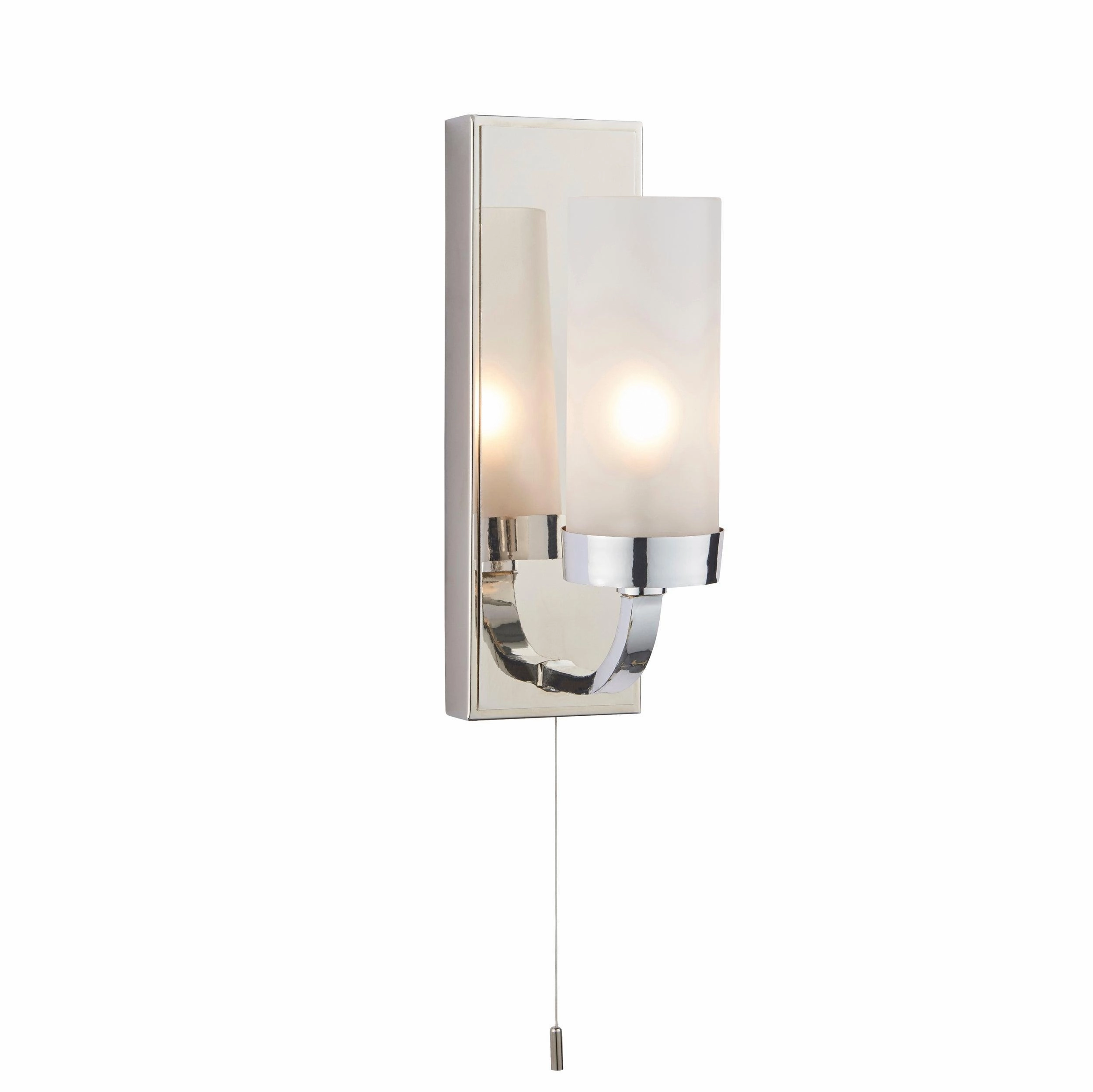 Edrea Nickel Art Deco Bathroom Light - Frosted Glass Shade