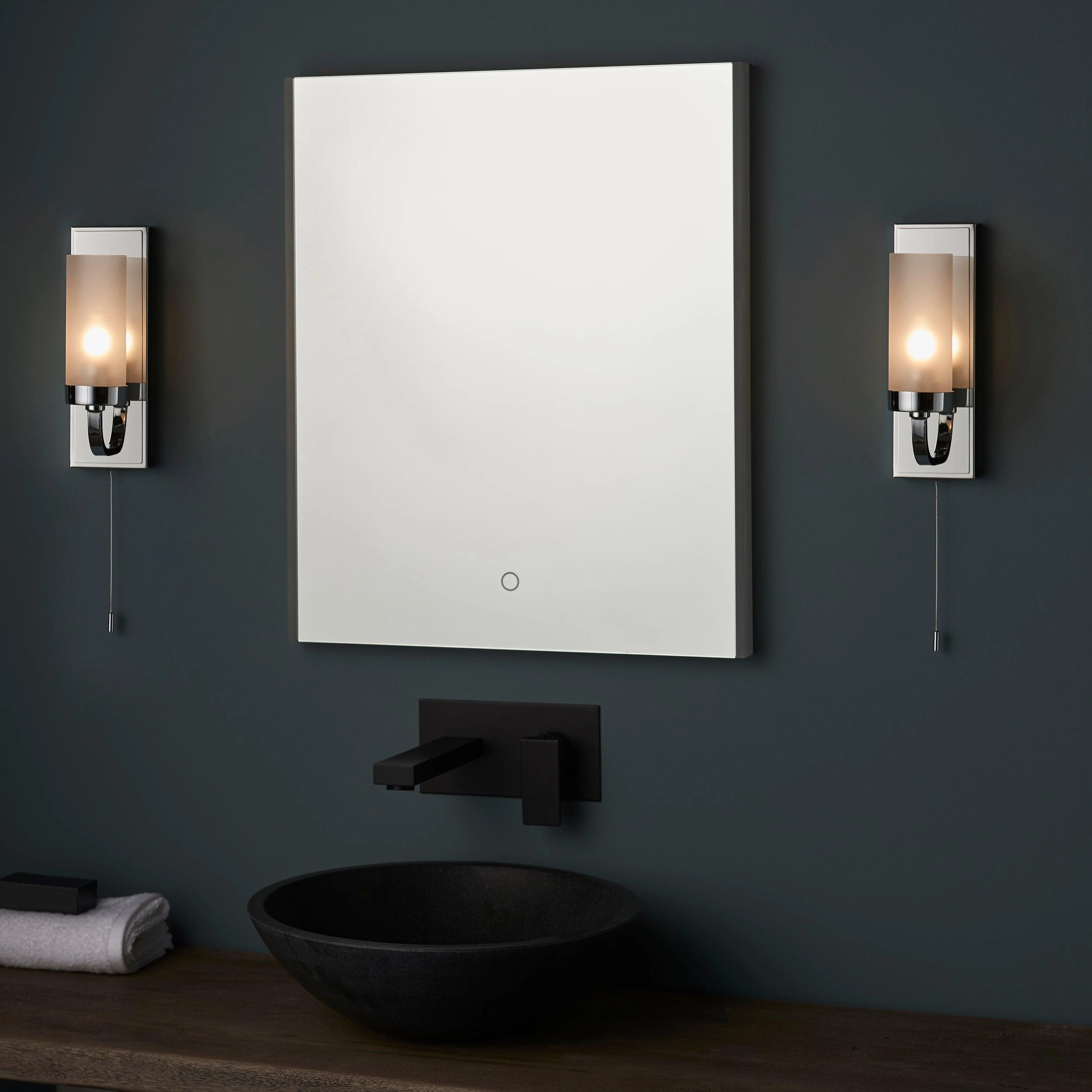 Edrea Nickel Art Deco Bathroom Light - Frosted Glass Shade