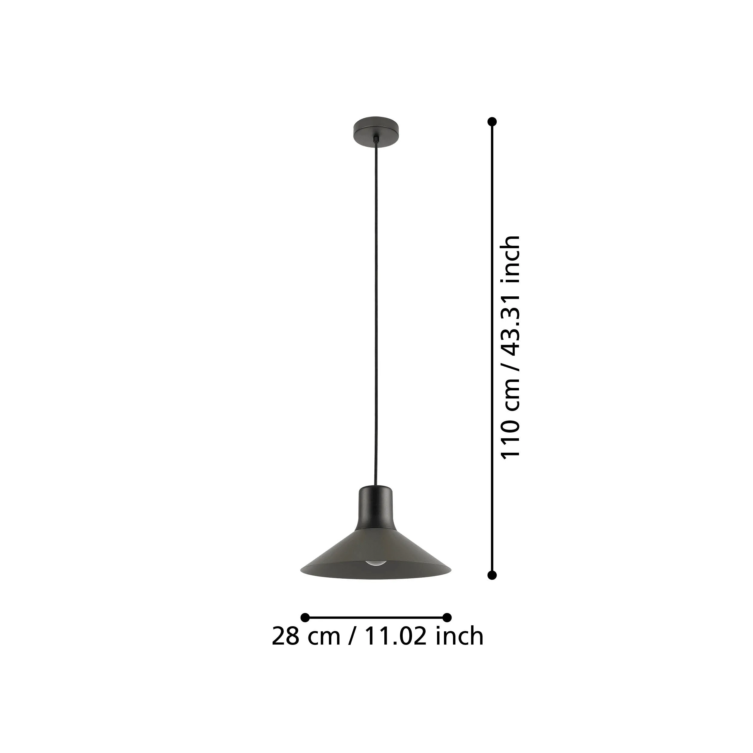 Eglo Abreosa Grey & Black Metal Conical Ceiling Pendant