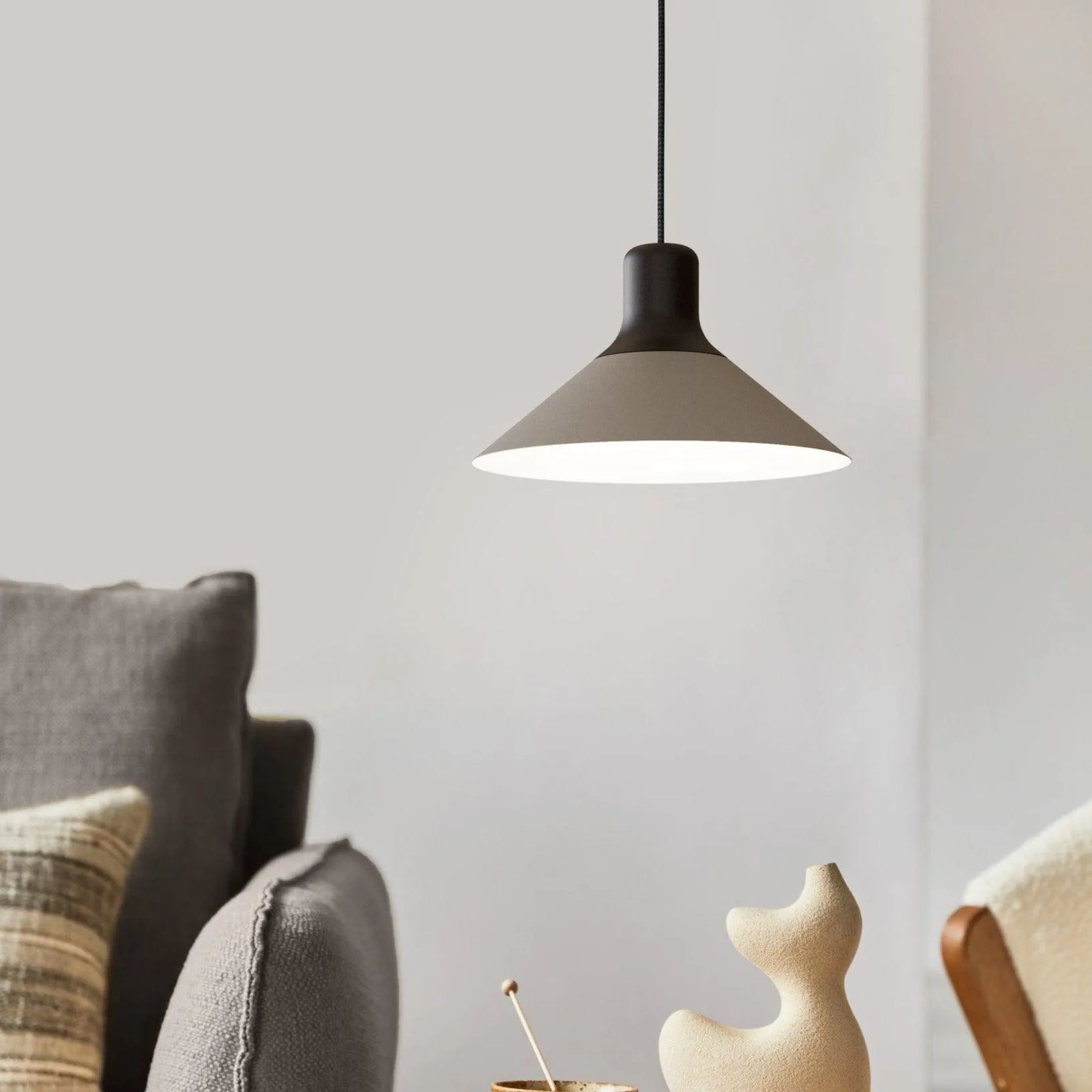 Eglo Abreosa Grey & Black Metal Conical Ceiling Pendant
