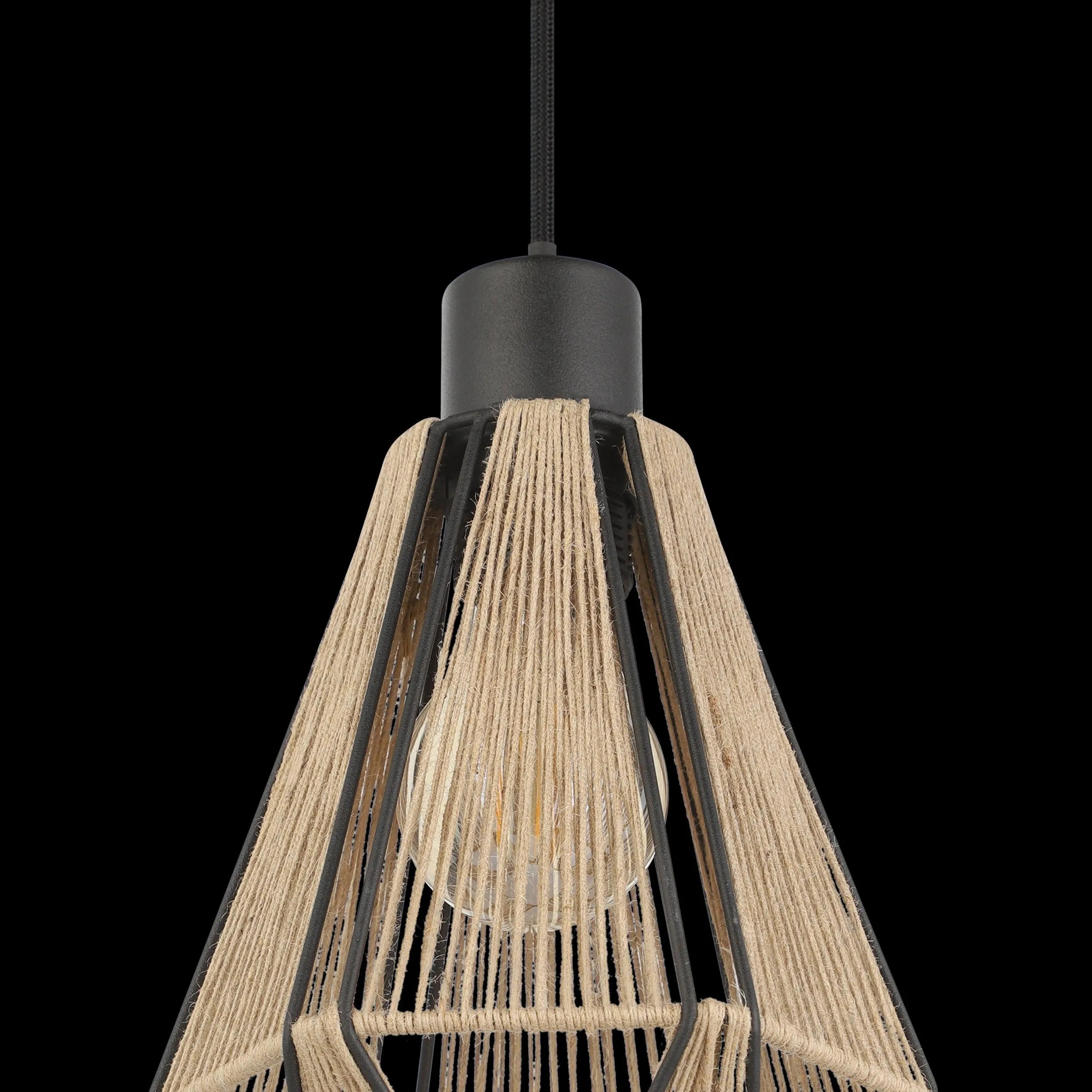 Eglo Adwickle Black Metal Wire & Hemp Ceiling Pendant