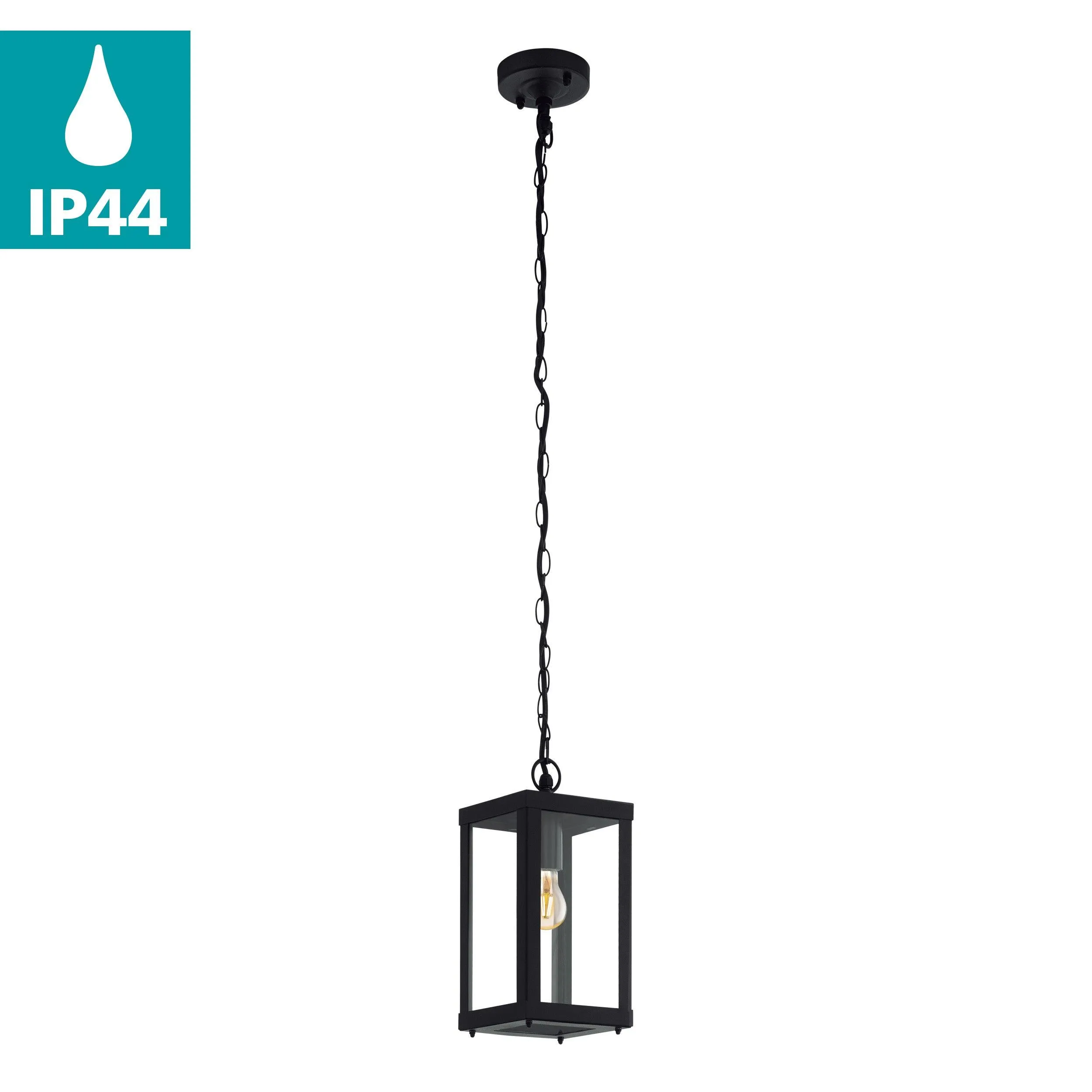 Eglo Alamonte 1 Outdoor Black Metal Framed Ceiling Pendant
