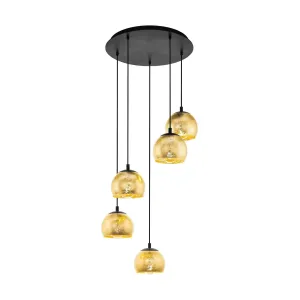 Eglo Albaraccin 5 Light Spherical Gold Leaf Style Ceiling Pendant flush mount ceiling fixture