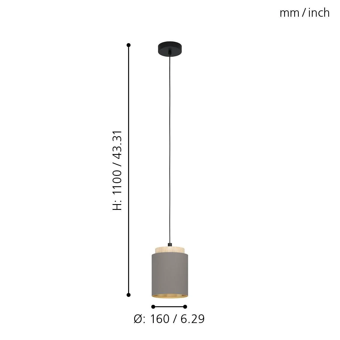 Eglo Albariza Brown & Gold Fabric Ceiling Pendant