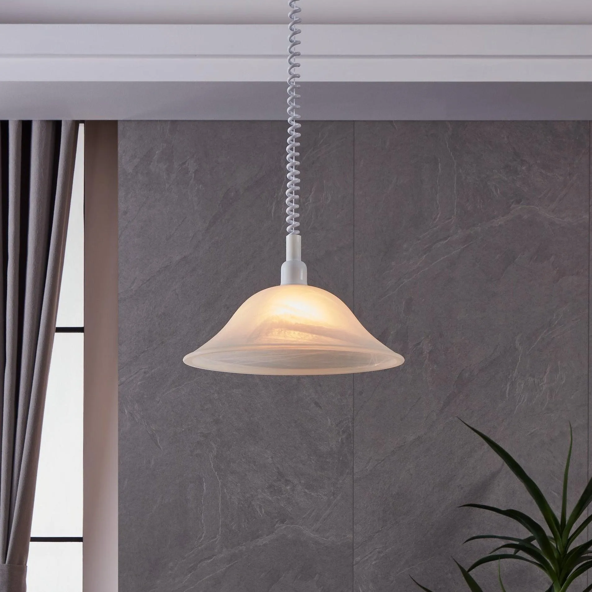 Eglo Alessandra White Alabaster Glass Round Ceiling Pendant flush mount ceiling fixture