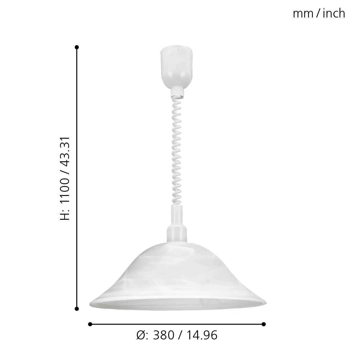 Eglo Alessandra White Alabaster Glass Round Ceiling Pendant