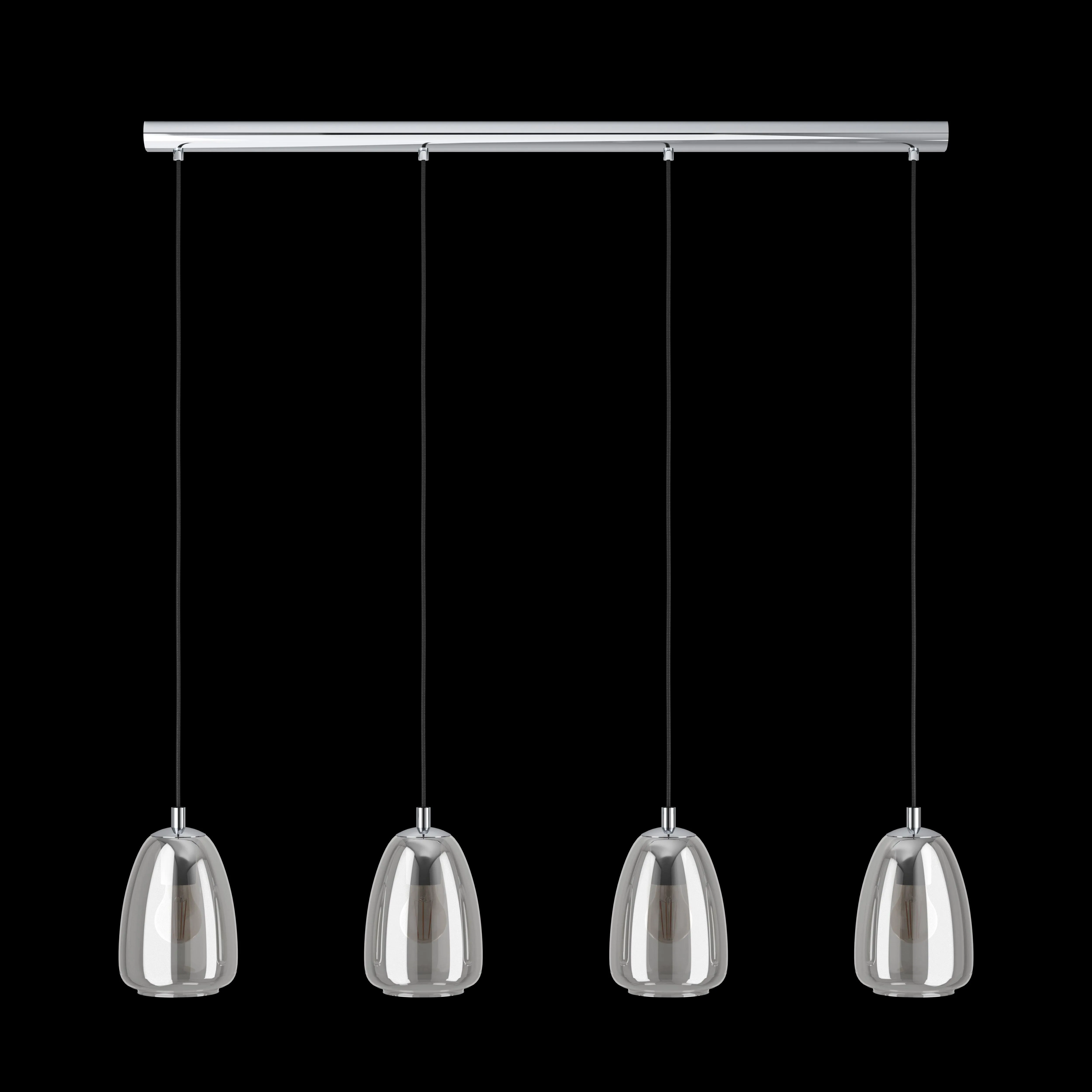Eglo Alobrase 4 Light Chrome & Smoked Black Glass Ceiling Pendant