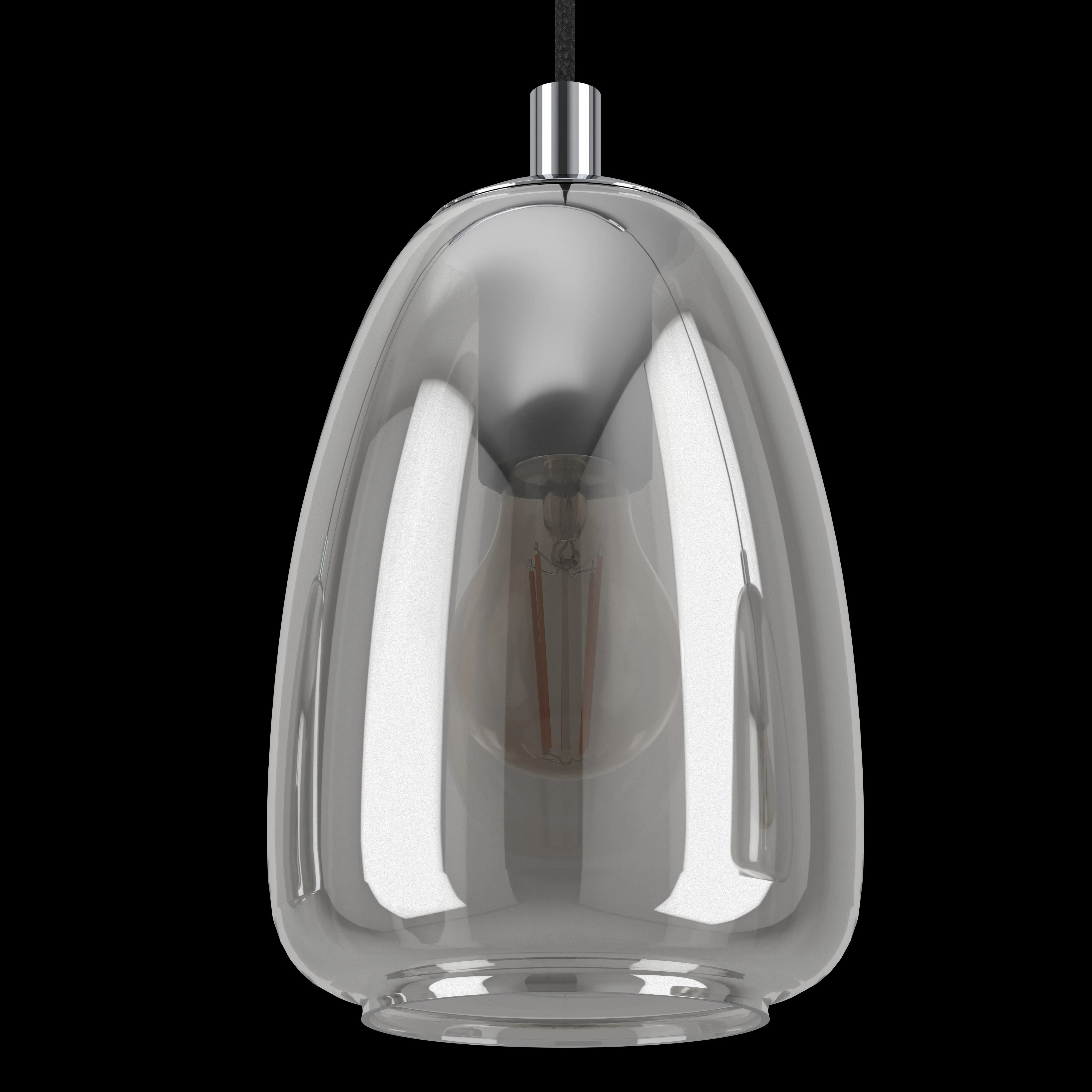 Eglo Alobrase 4 Light Chrome & Smoked Black Glass Ceiling Pendant