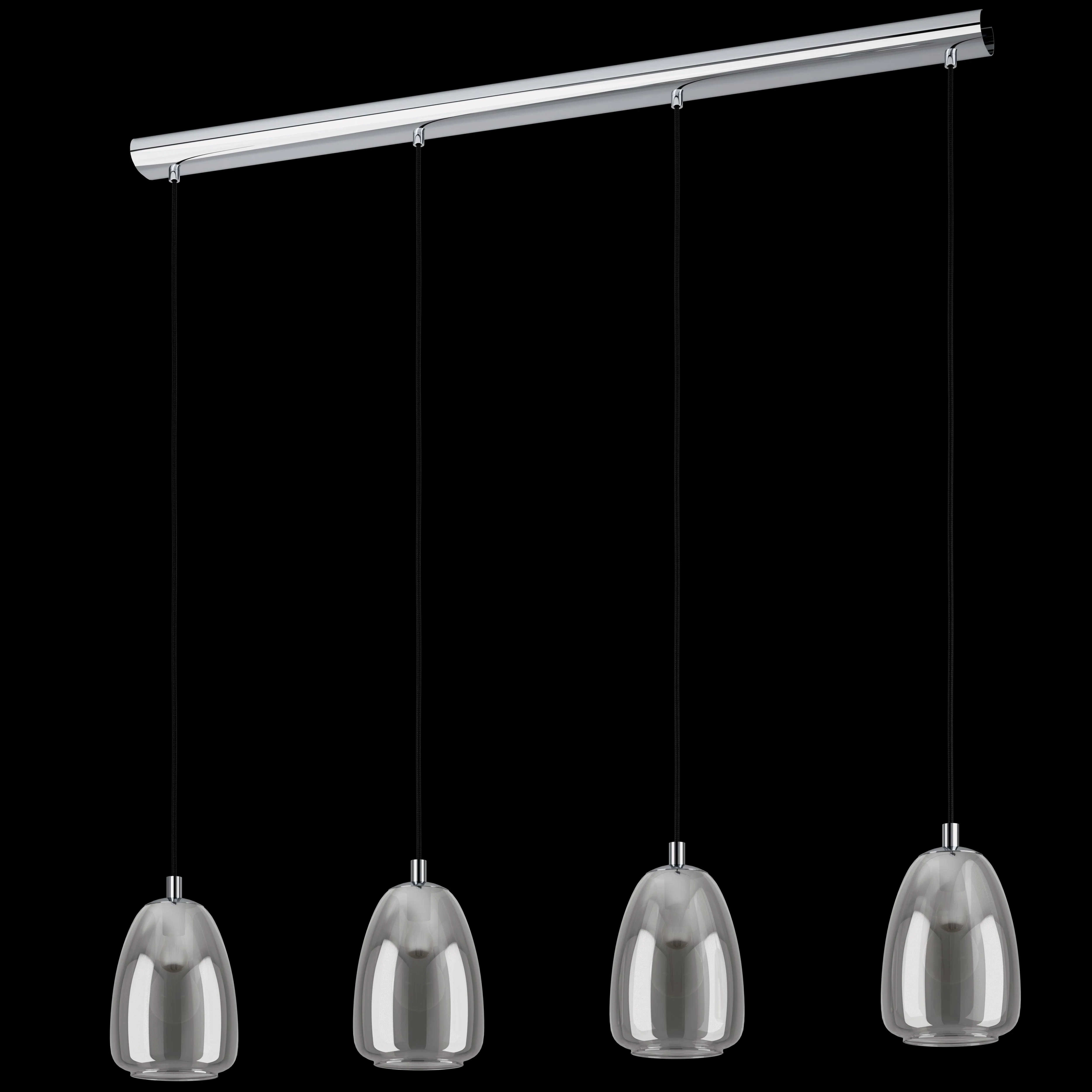 Eglo Alobrase 4 Light Chrome & Smoked Black Glass Ceiling Pendant