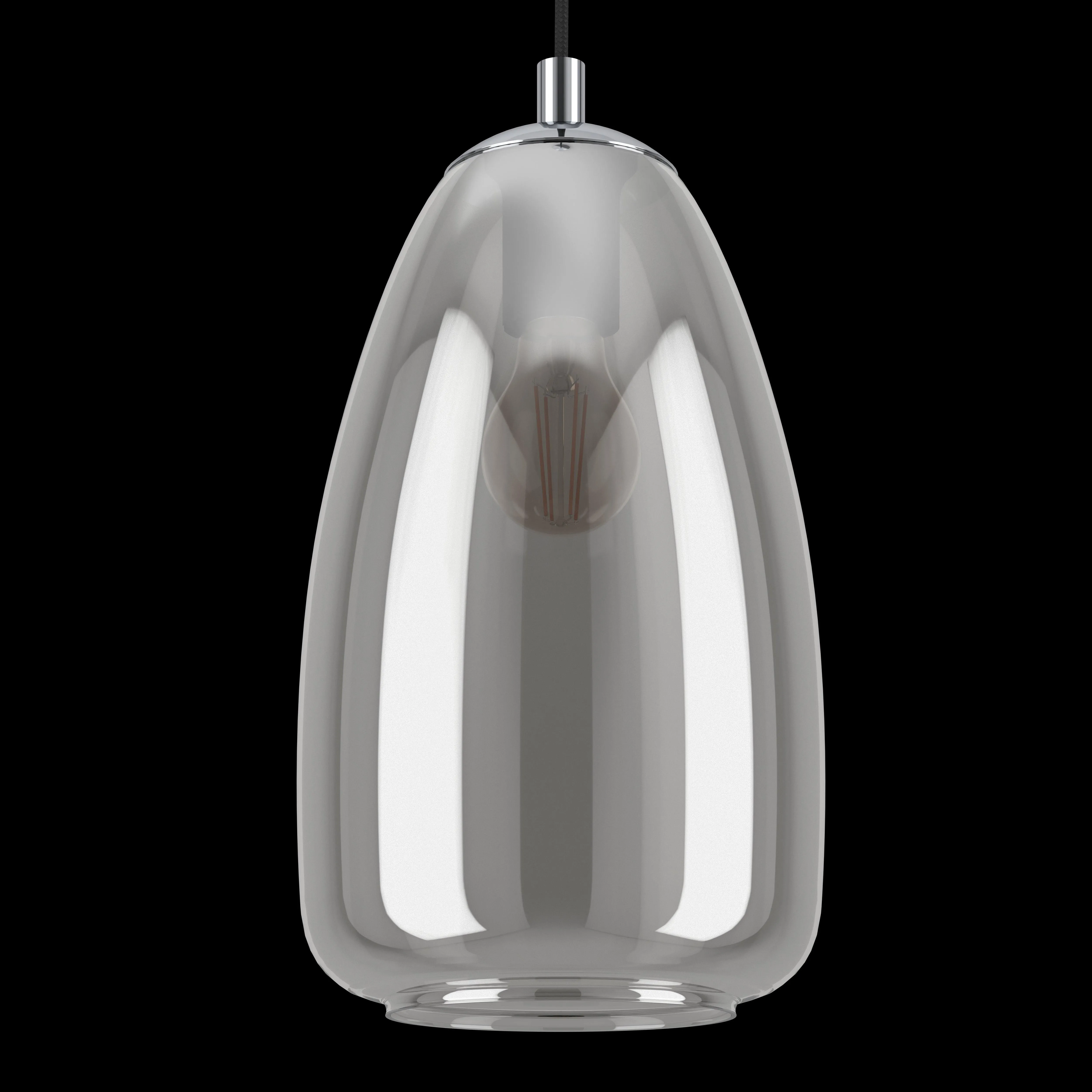 Eglo Alobrase Chrome & Smoked Black Glass Ceiling Pendant