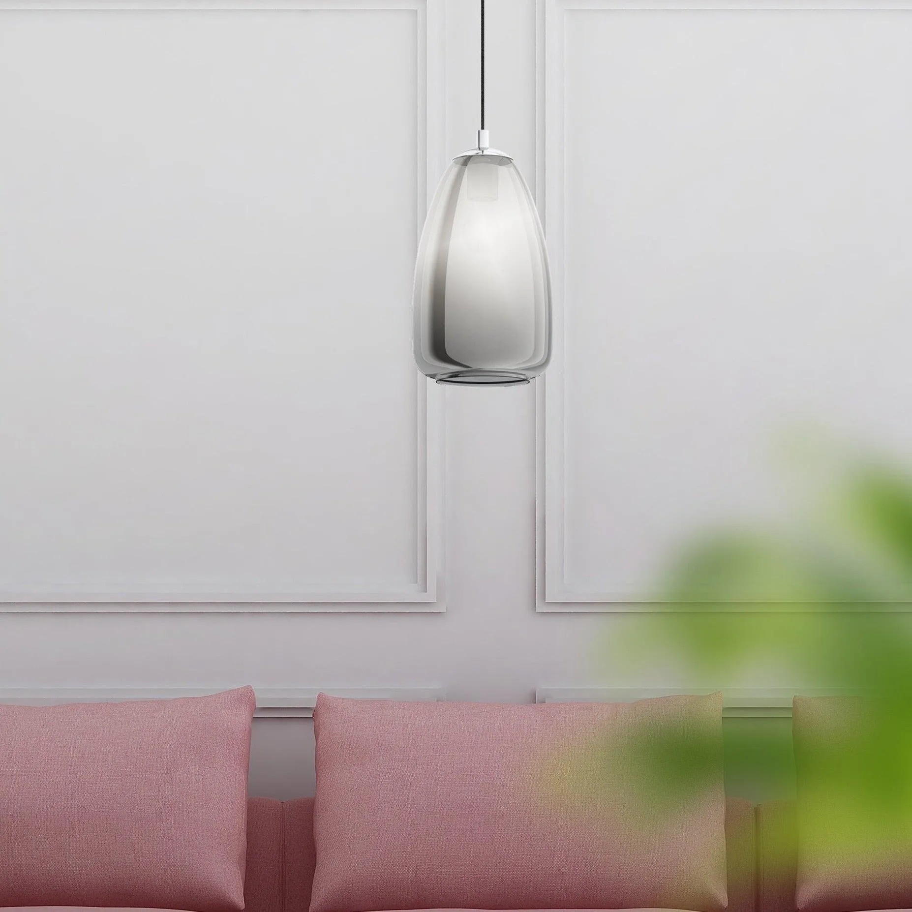 Eglo Alobrase Chrome & Smoked Black Glass Ceiling Pendant flush mount ceiling fixture