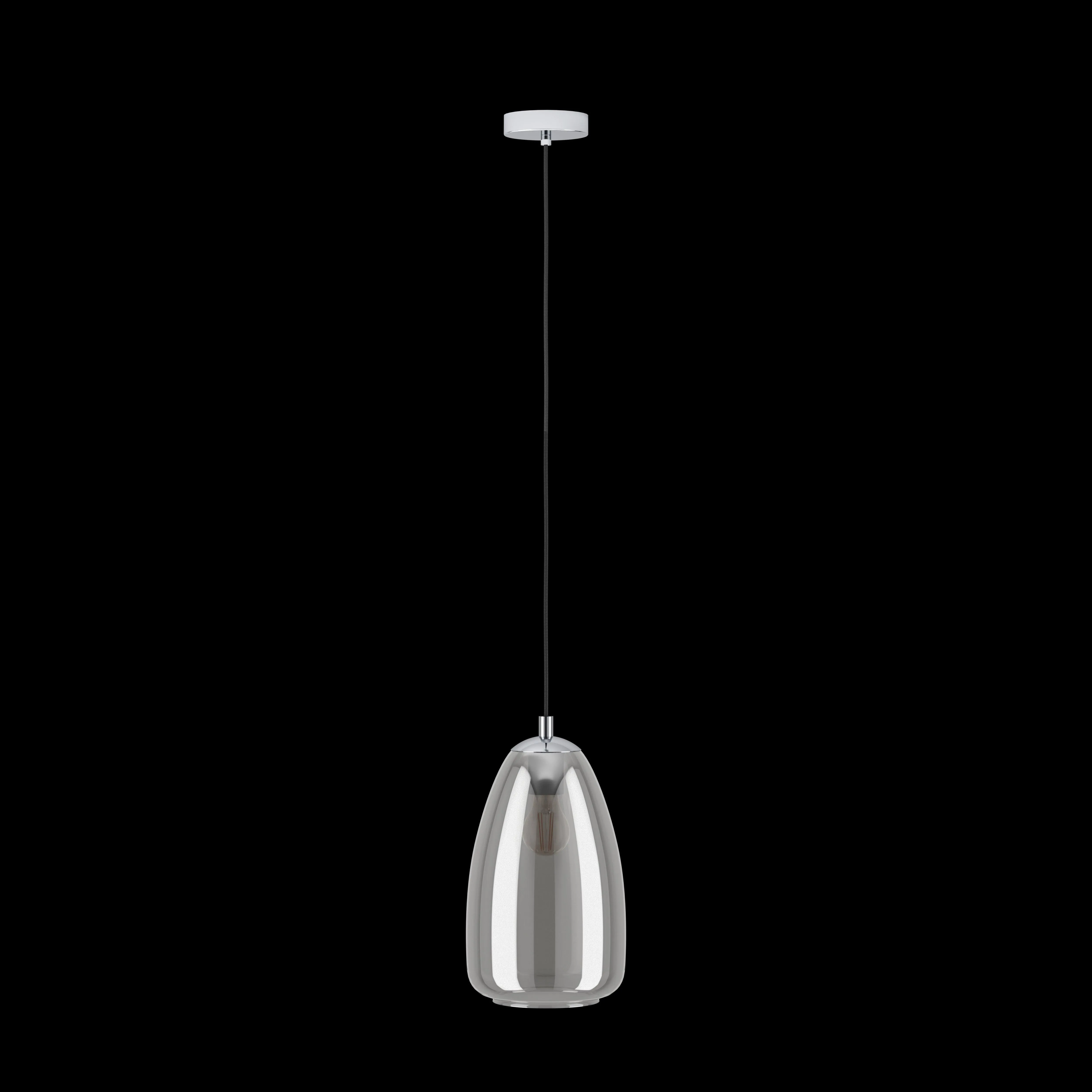 Eglo Alobrase Chrome & Smoked Black Glass Ceiling Pendant