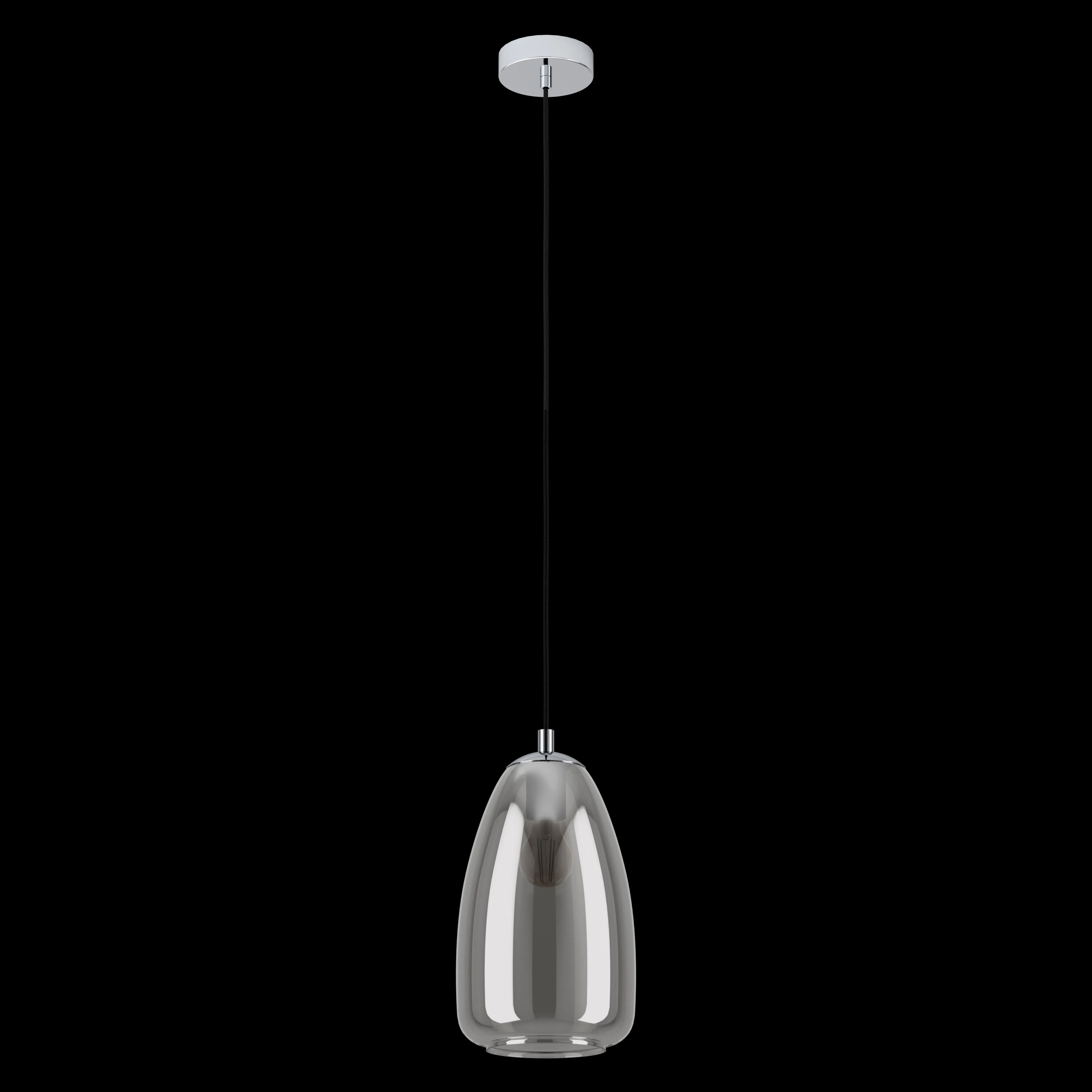 Eglo Alobrase Chrome & Smoked Black Glass Ceiling Pendant