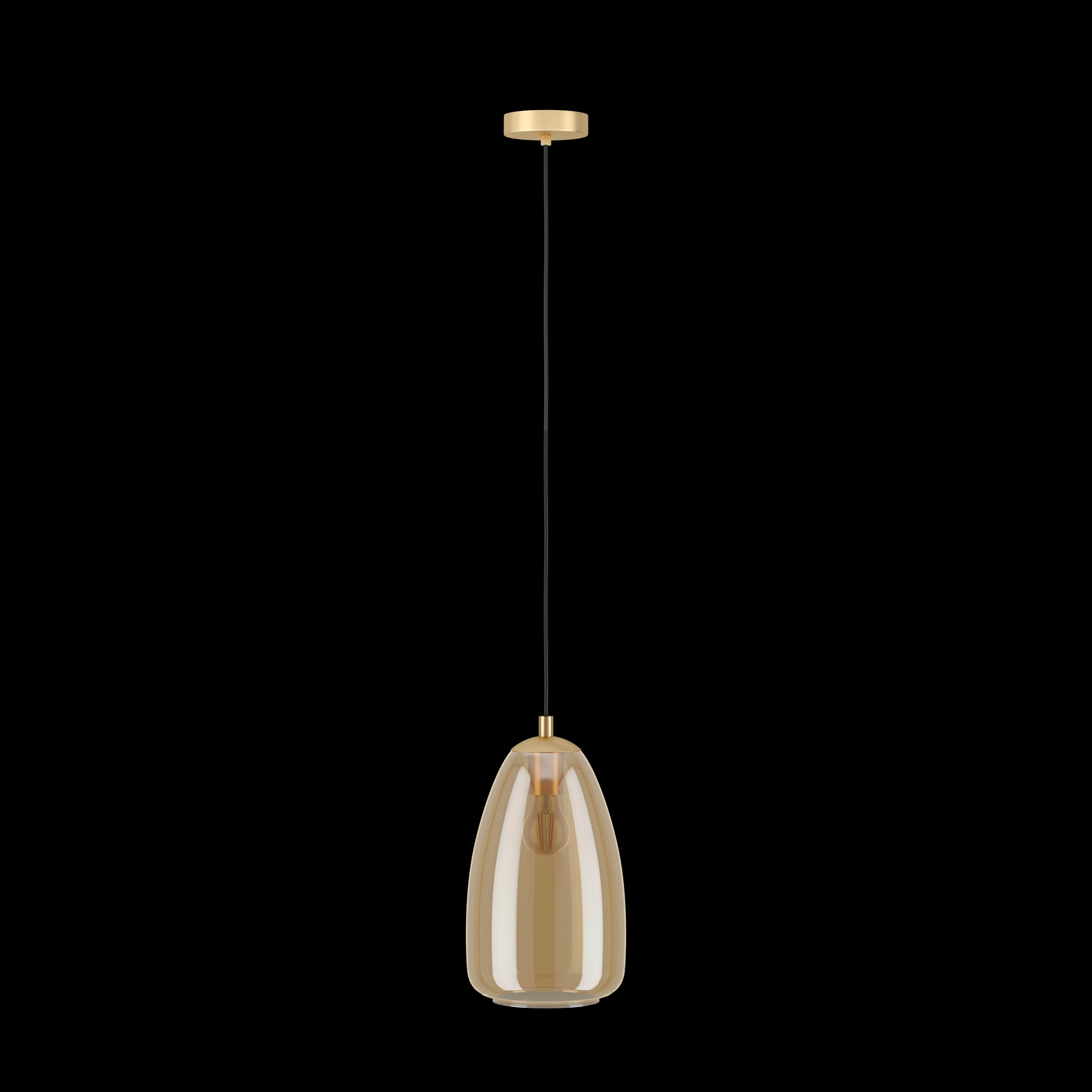 Eglo Alobrase Smoked Amber Glass Ceiling Pendant - 20cm