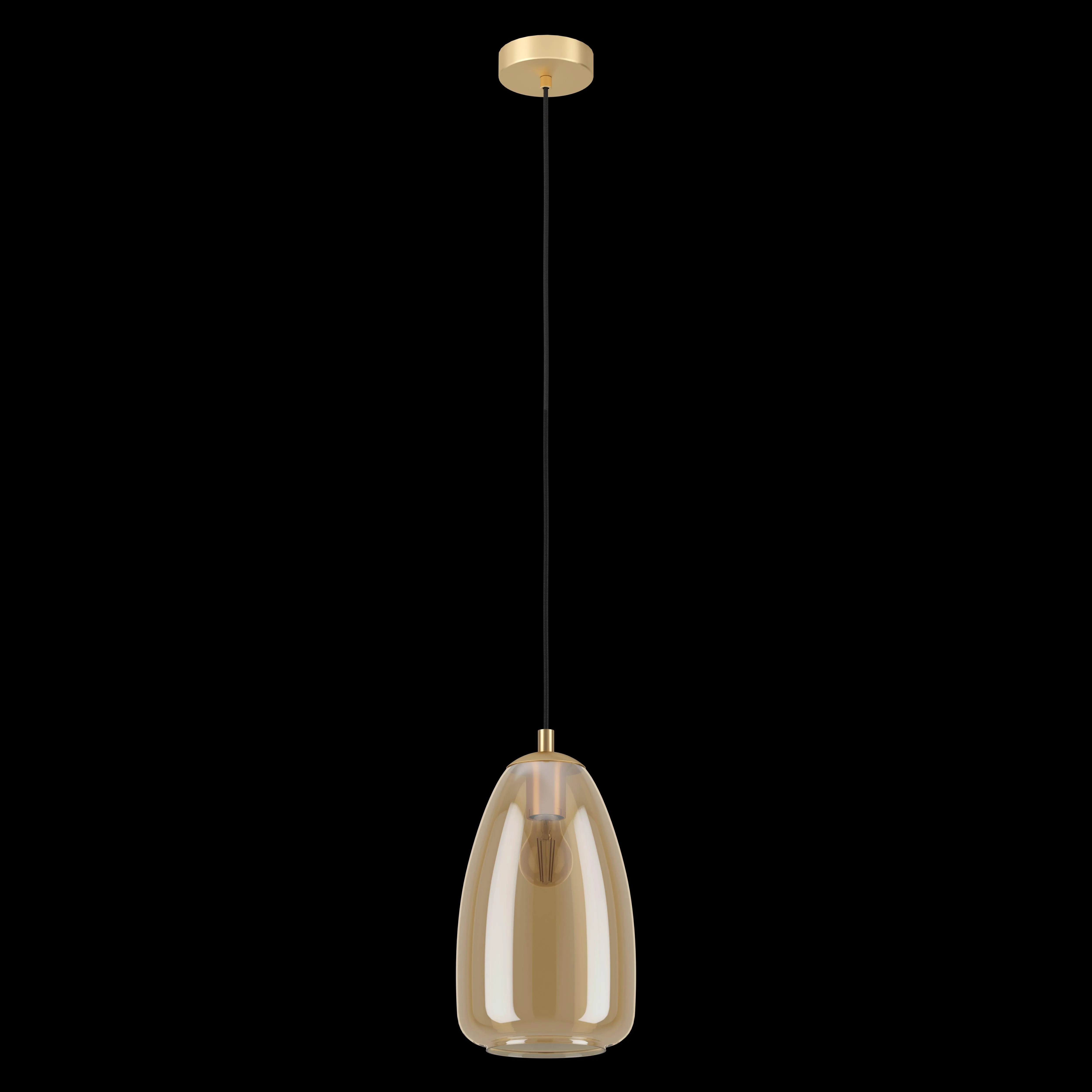 Eglo Alobrase Smoked Amber Glass Ceiling Pendant - 20cm