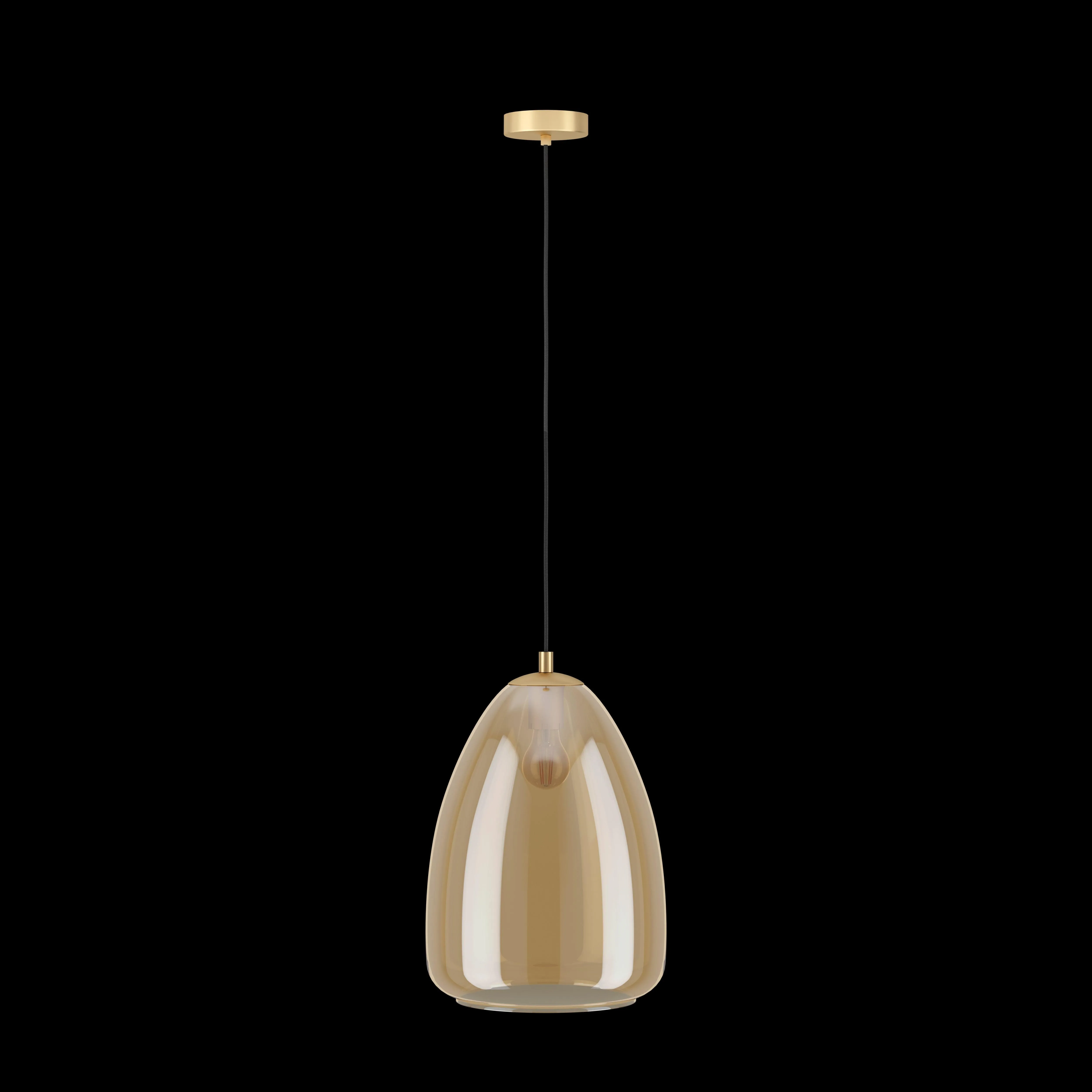 Eglo Alobrase Smoked Amber Glass Ceiling Pendant - 30cm